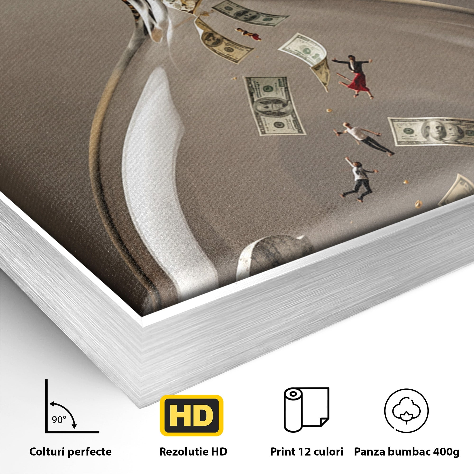 Tablou Canvas Premium LuxCanva® U1072, Clepsidra Timpului, Viata, Averi, Conceptual, Birou, Clepsidra, Culori Vibrante
