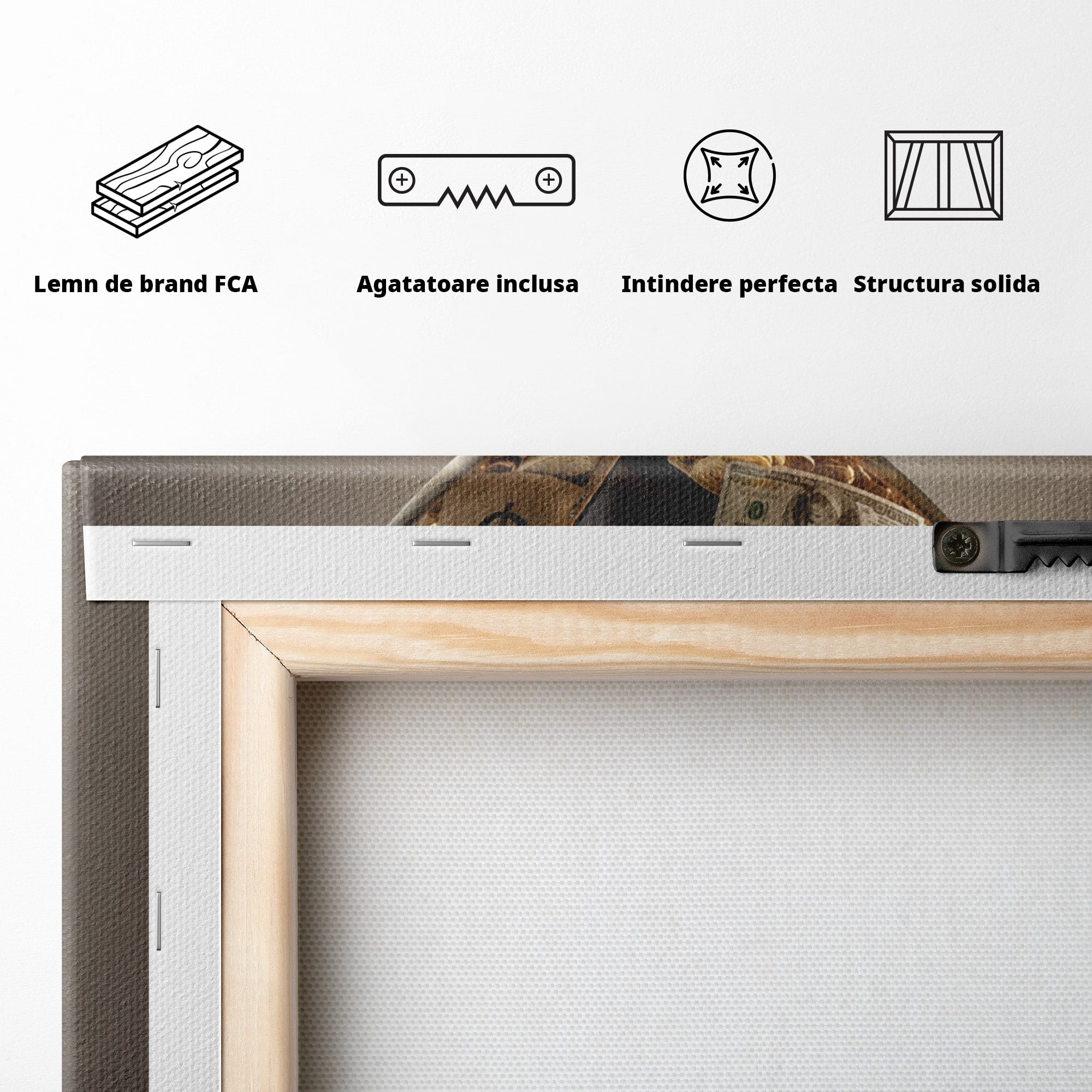 Tablou Canvas Premium LuxCanva® U1072, Clepsidra Timpului, Viata, Averi, Conceptual, Birou, Clepsidra, Culori Vibrante