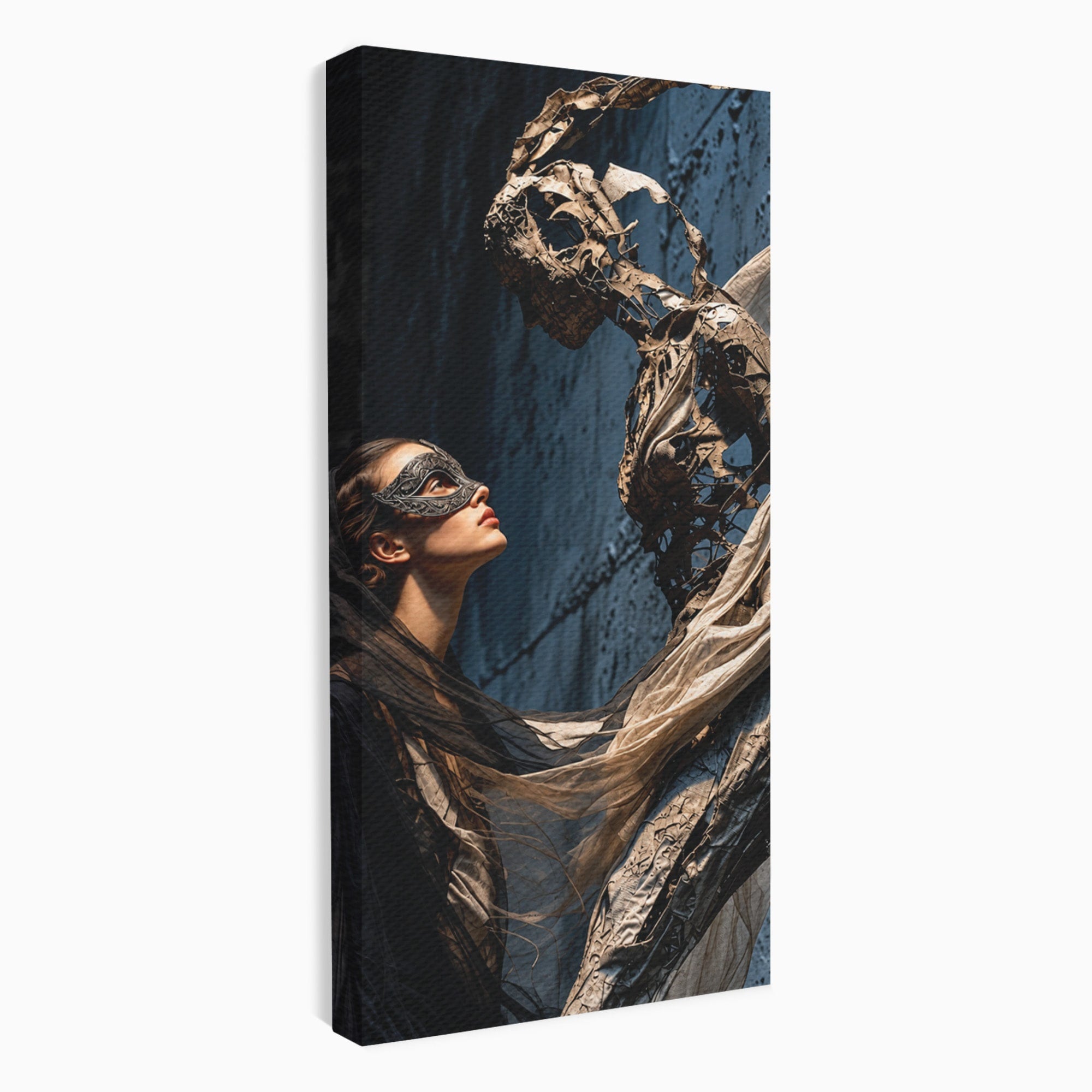 Tablou Canvas Premium LuxCanva® U1073, Dansul Mastilor, Sculptura, Mister, Arta, Masca, Dormitor, Culori Vibrante