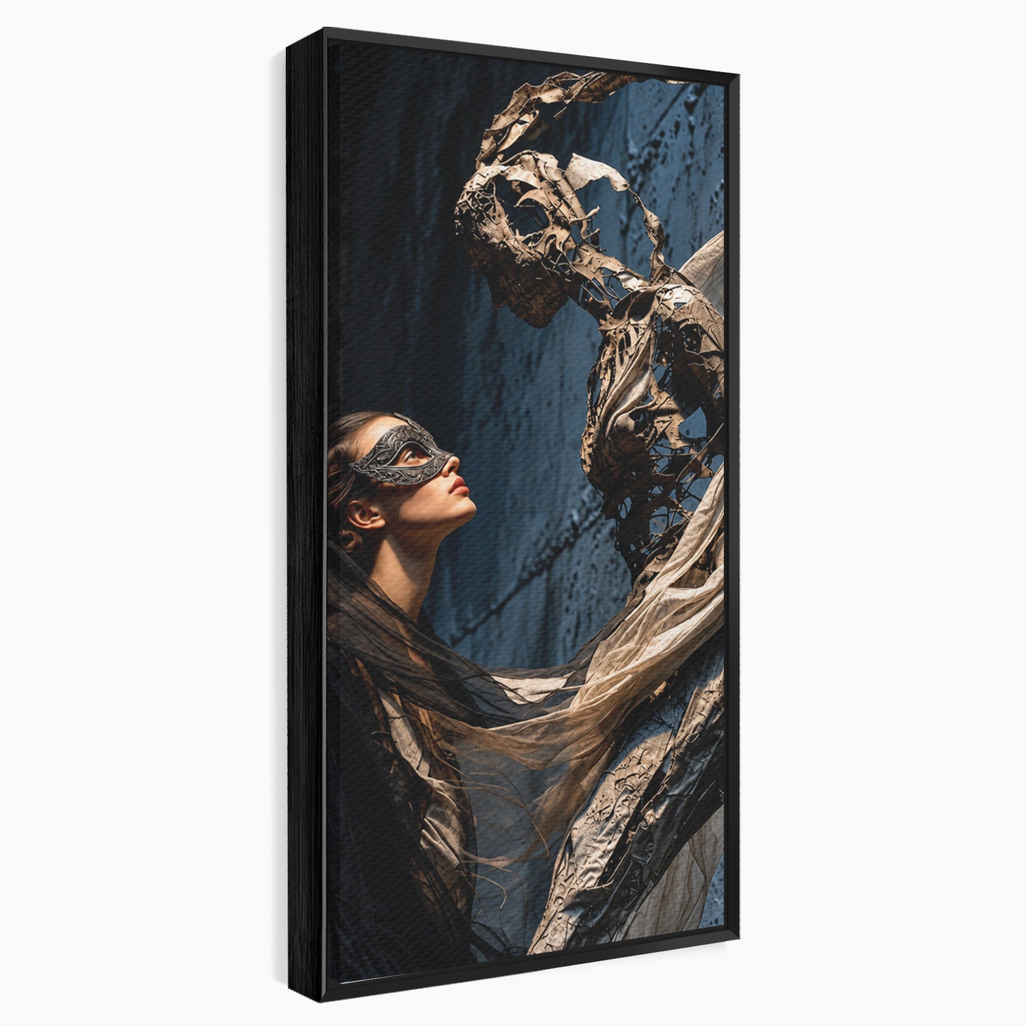 Tablou Canvas Premium LuxCanva® U1073, Dansul Mastilor, Sculptura, Mister, Arta, Masca, Dormitor, Culori Vibrante
