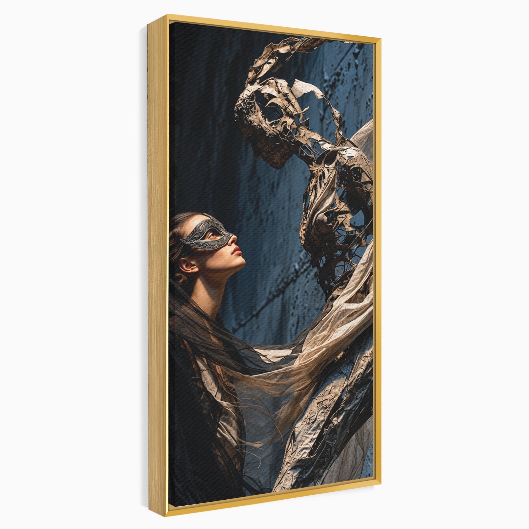 Tablou Canvas Premium LuxCanva® U1073, Dansul Mastilor, Sculptura, Mister, Arta, Masca, Dormitor, Culori Vibrante