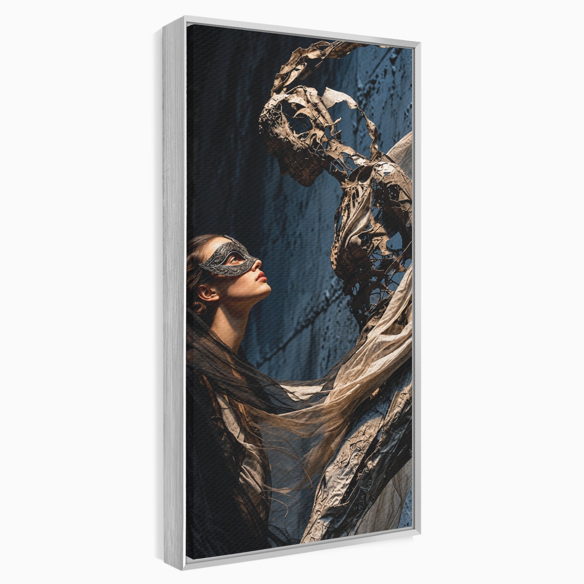 Tablou Canvas Premium LuxCanva® U1073, Dansul Mastilor, Sculptura, Mister, Arta, Masca, Dormitor, Culori Vibrante