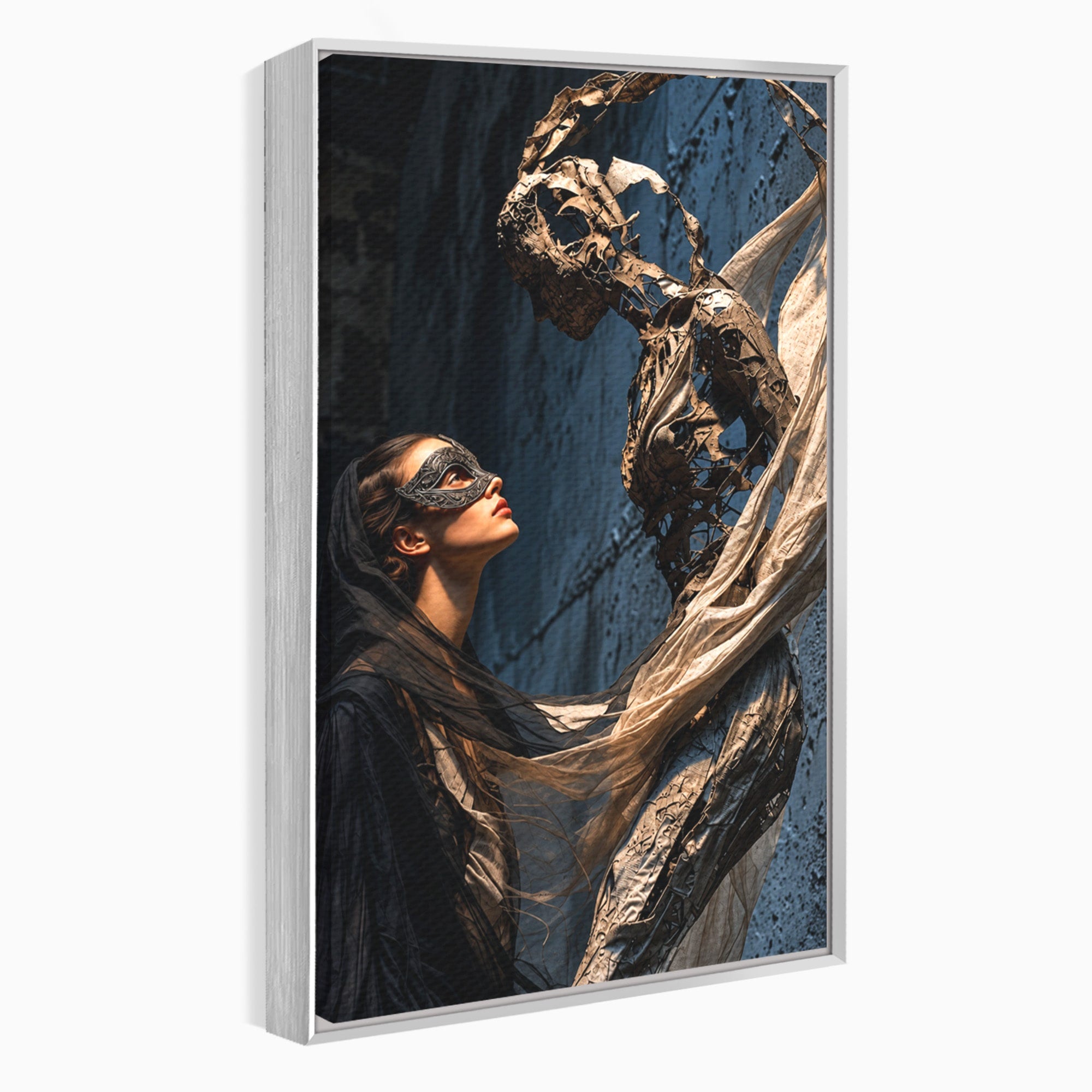 Tablou Canvas Premium LuxCanva® U1073, Dansul Mastilor, Sculptura, Mister, Arta, Masca, Dormitor, Culori Vibrante