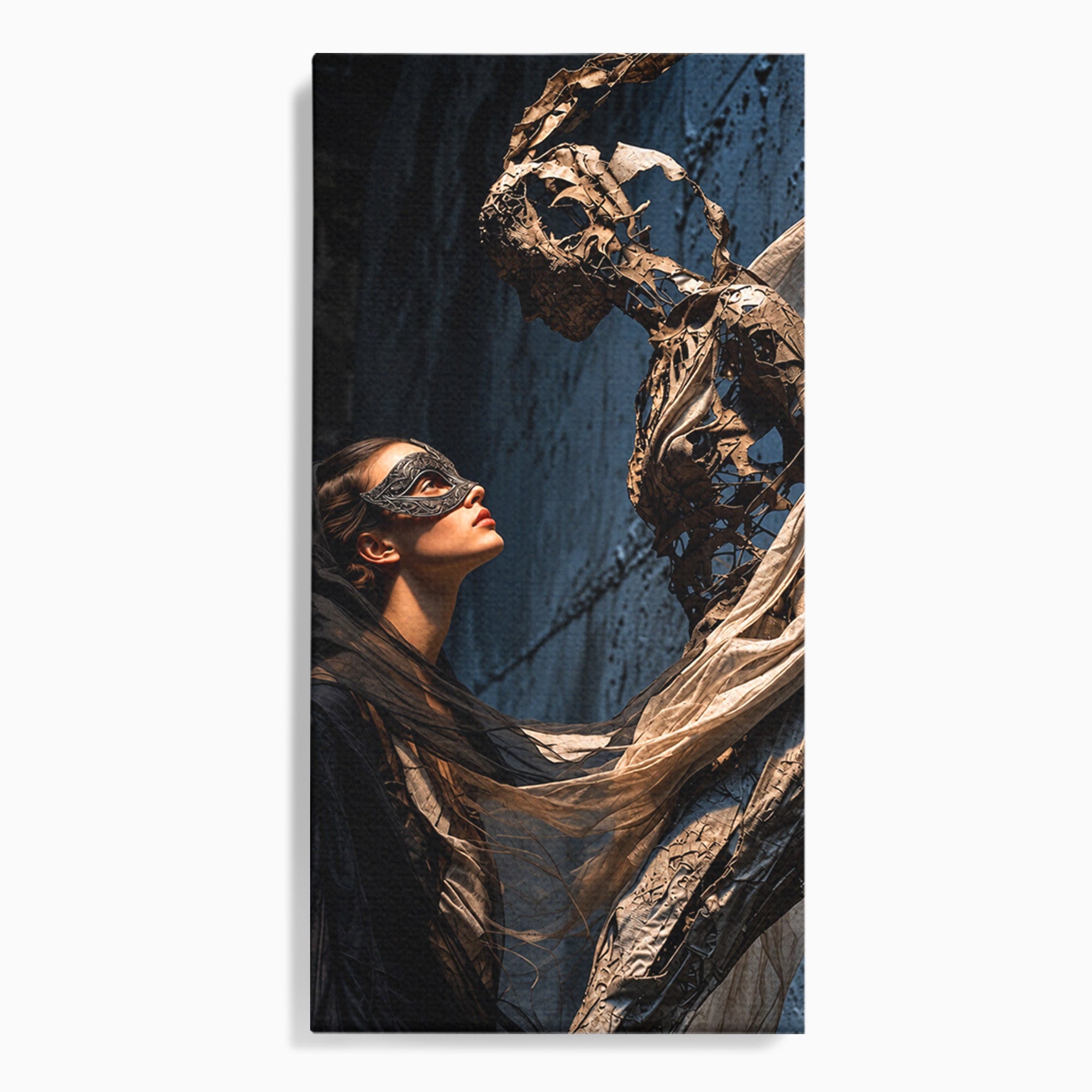 Tablou Canvas Premium LuxCanva® U1073, Dansul Mastilor, Sculptura, Mister, Arta, Masca, Dormitor, Culori Vibrante
