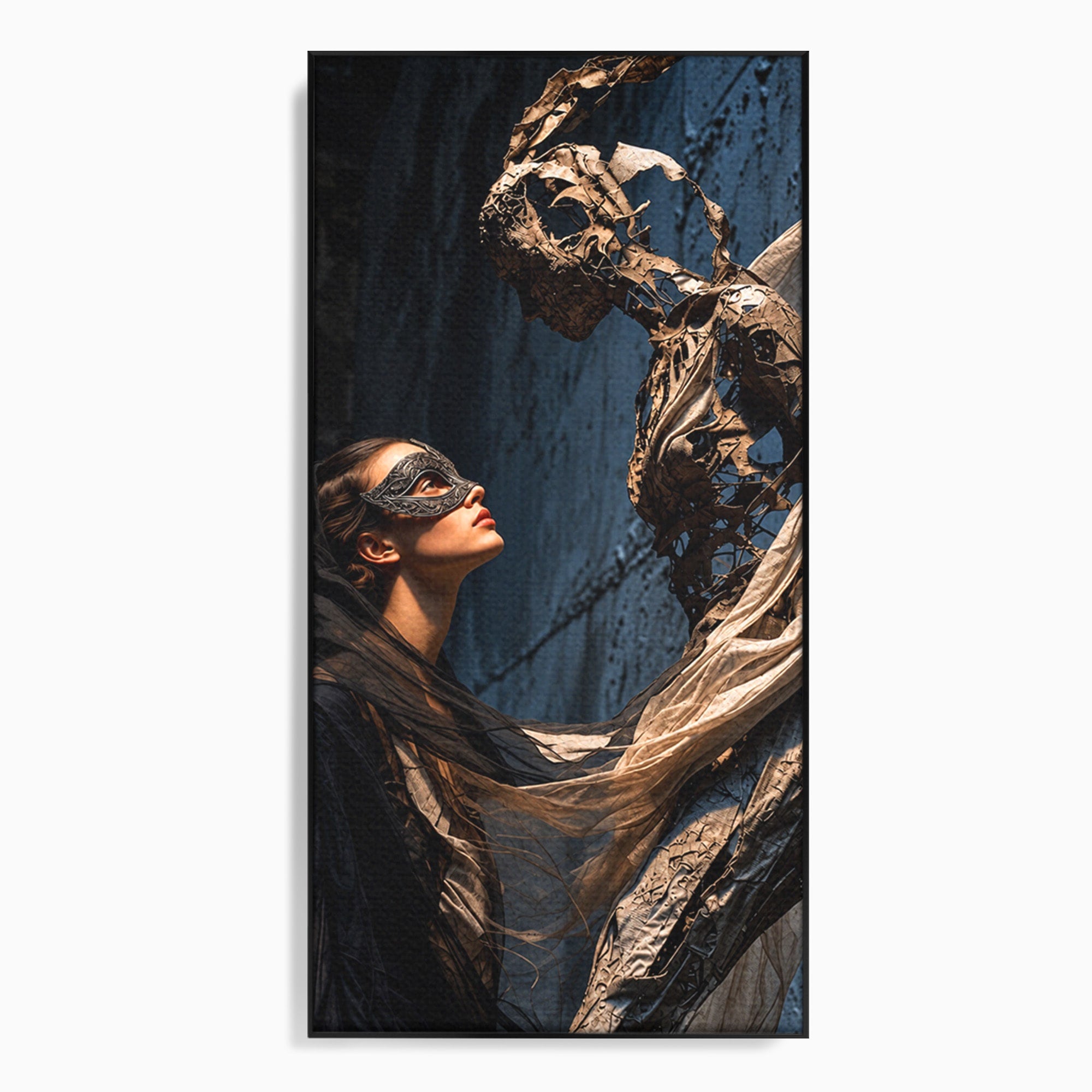 Tablou Canvas Premium LuxCanva® U1073, Dansul Mastilor, Sculptura, Mister, Arta, Masca, Dormitor, Culori Vibrante