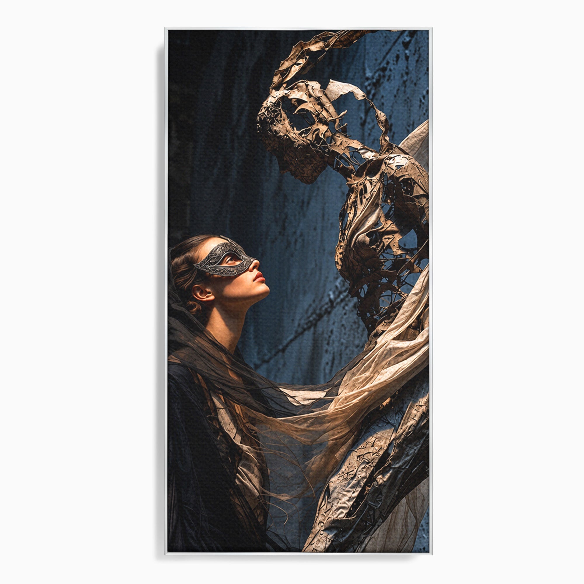 Tablou Canvas Premium LuxCanva® U1073, Dansul Mastilor, Sculptura, Mister, Arta, Masca, Dormitor, Culori Vibrante