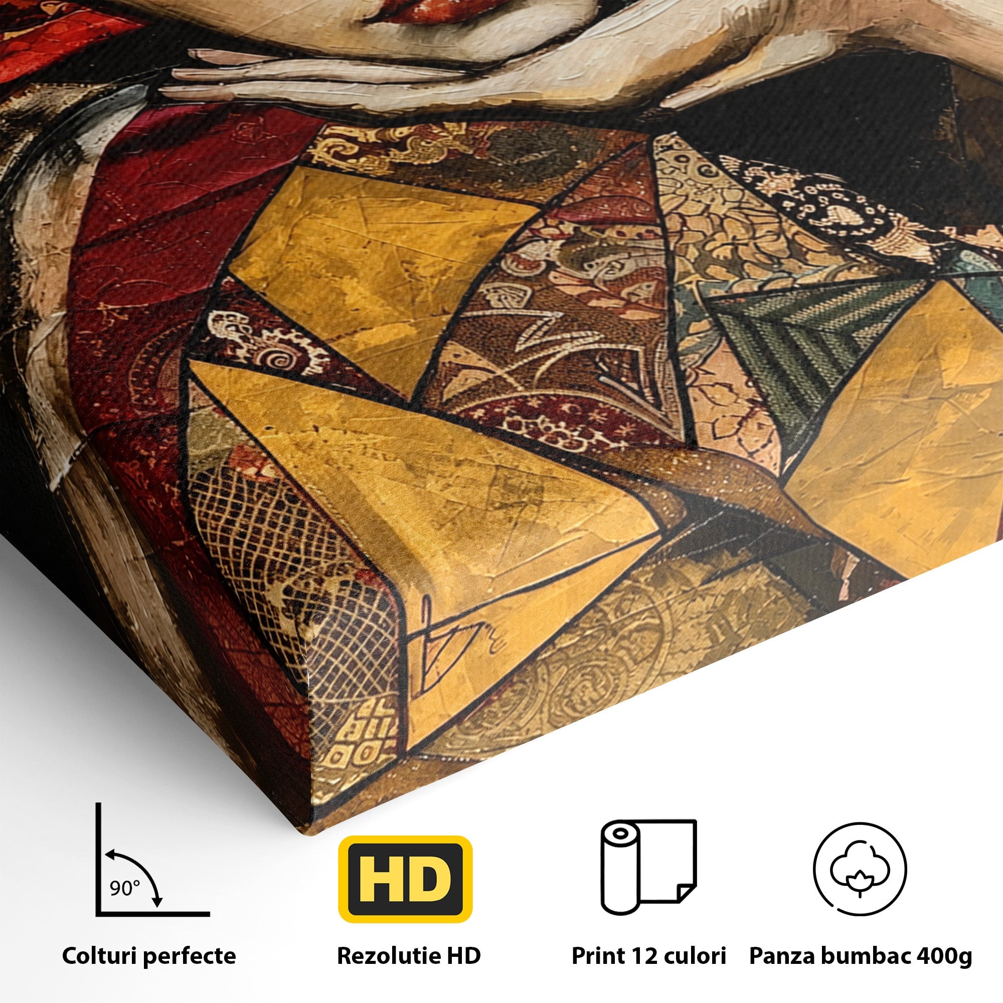 Tablou Canvas Premium LuxCanva® U1074, Misterul Privirii Cu Esarfa, Portret, Femeie, Esarfa, Arta, Dormitor, Culori Vibrante