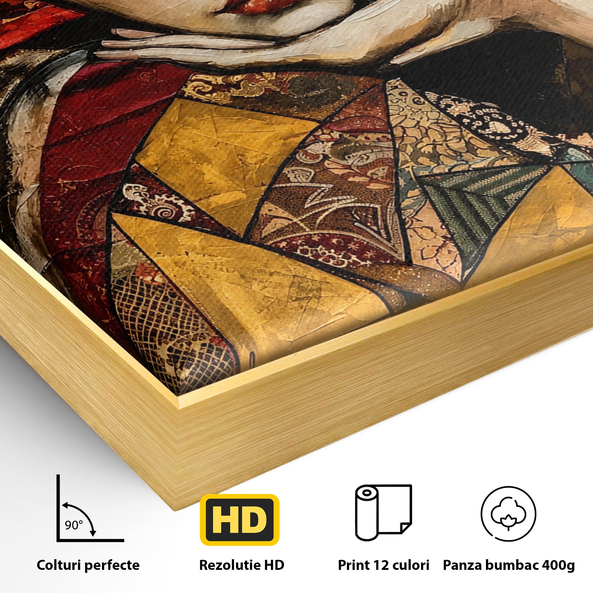 Tablou Canvas Premium LuxCanva® U1074, Misterul Privirii Cu Esarfa, Portret, Femeie, Esarfa, Arta, Dormitor, Culori Vibrante