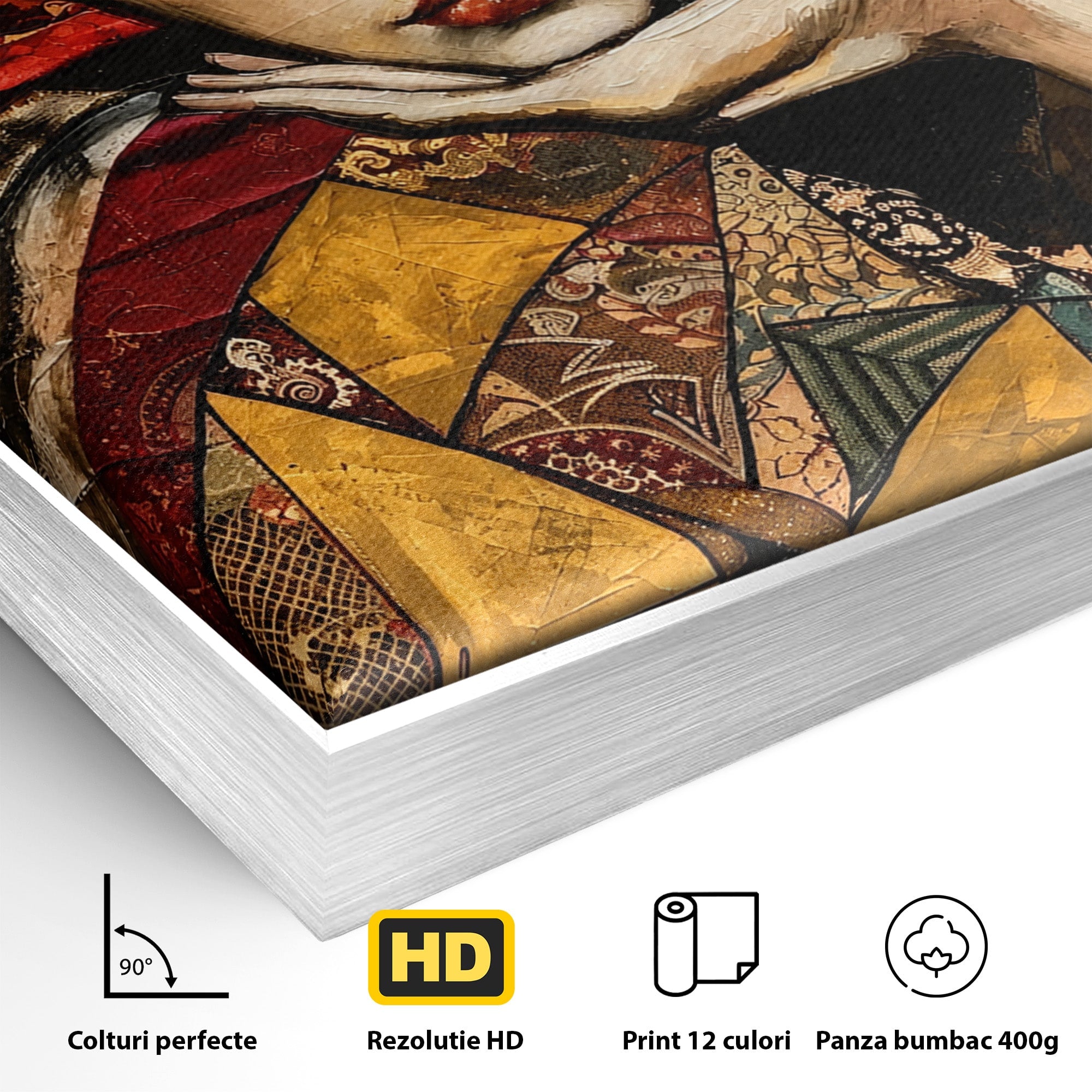 Tablou Canvas Premium LuxCanva® U1074, Misterul Privirii Cu Esarfa, Portret, Femeie, Esarfa, Arta, Dormitor, Culori Vibrante