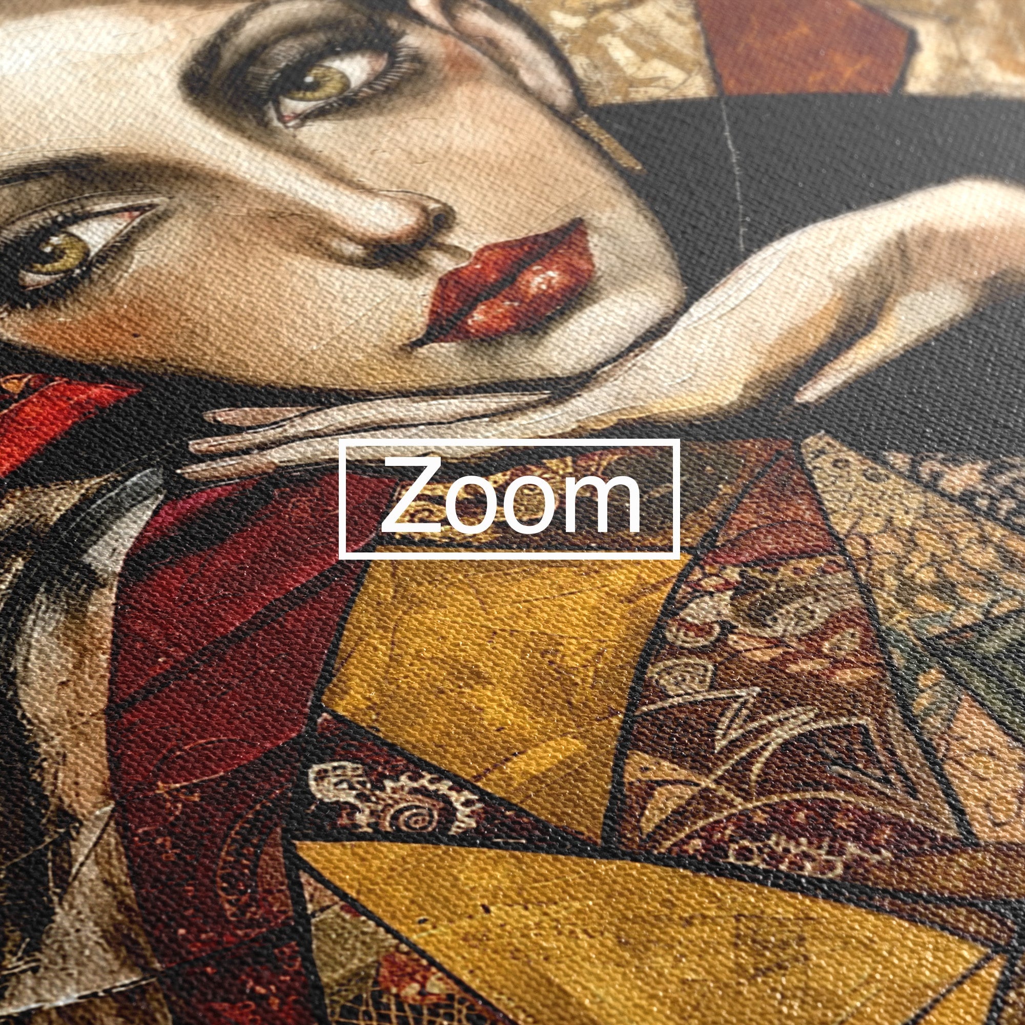 Tablou Canvas Premium LuxCanva® U1074, Misterul Privirii Cu Esarfa, Portret, Femeie, Esarfa, Arta, Dormitor, Culori Vibrante