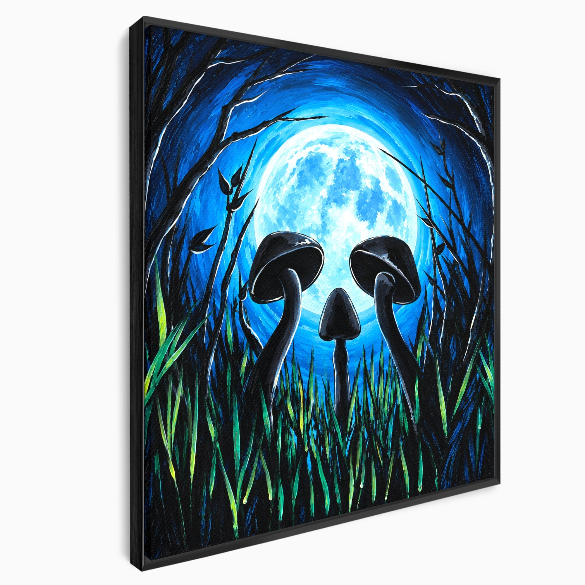 Tablou Canvas Premium LuxCanva® U1075, Ciuperci Sub Luna Plina, Noapte, Natura, Misterios, Ciuperci, Luna, Living, Culori Vibrante