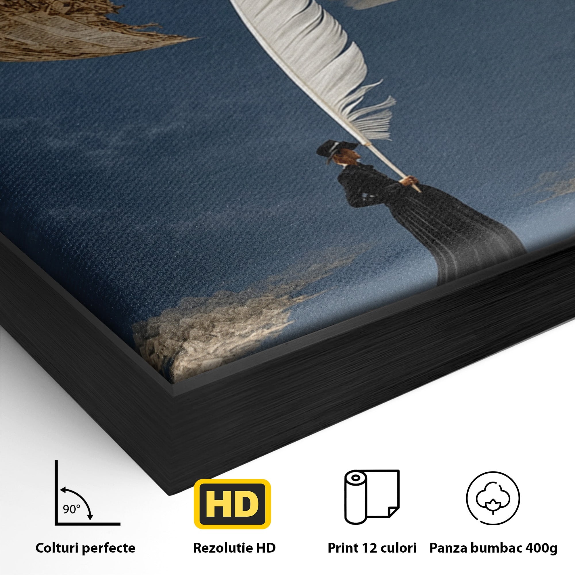 Tablou Canvas Premium LuxCanva® U1076, Fata Lunii, Surrealism, Luna, Chip, Barca, Cer, Living, Culori Vibrante