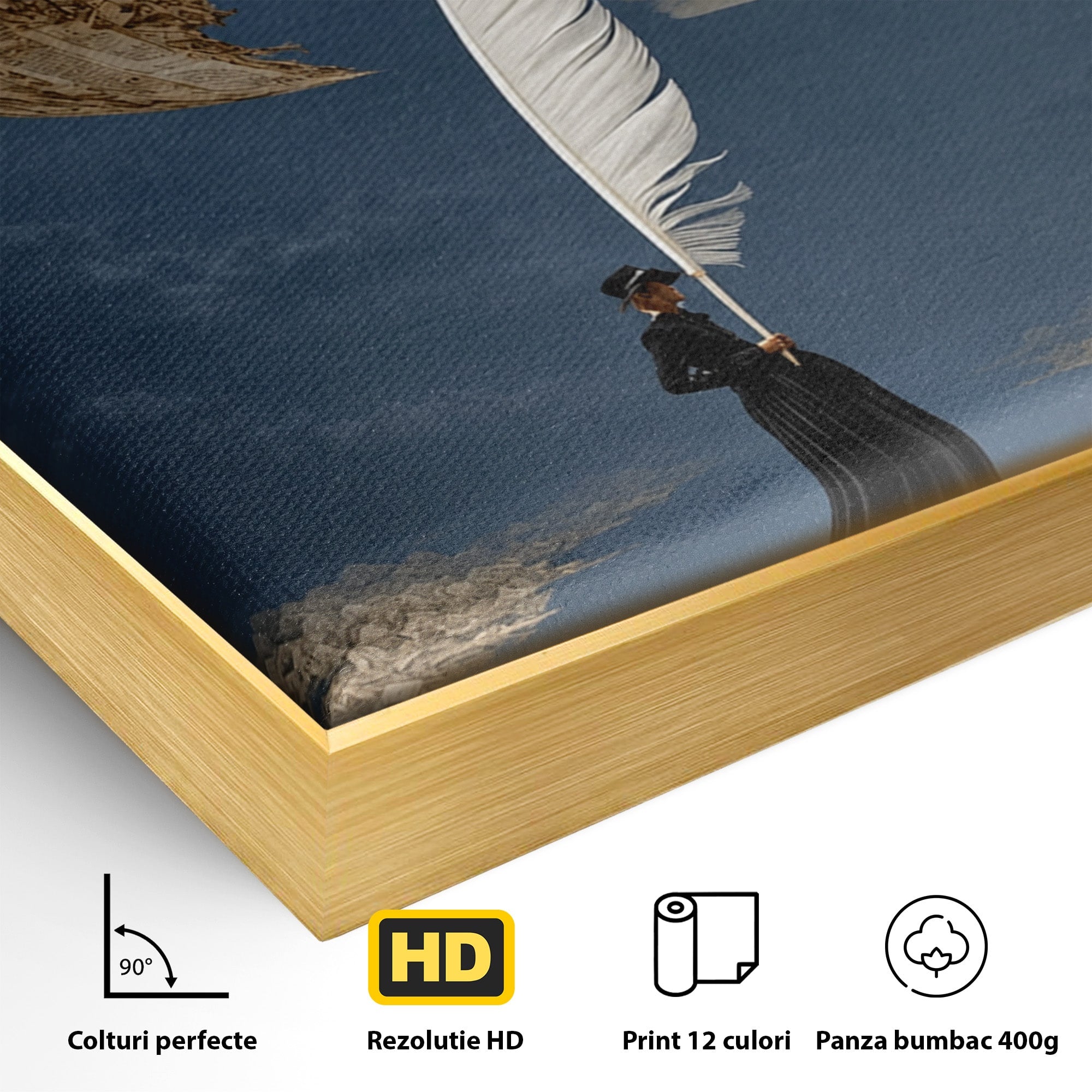 Tablou Canvas Premium LuxCanva® U1076, Fata Lunii, Surrealism, Luna, Chip, Barca, Cer, Living, Culori Vibrante