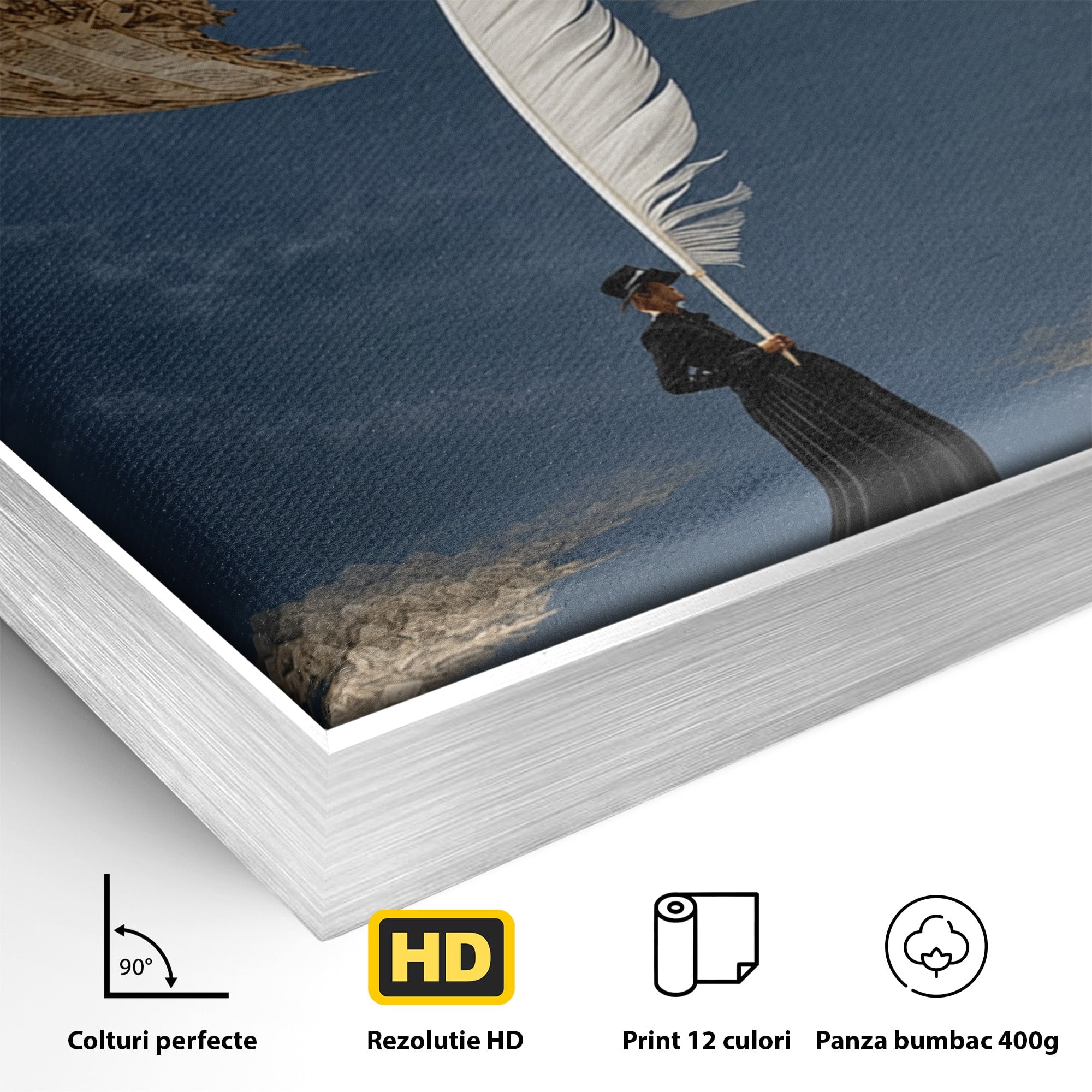 Tablou Canvas Premium LuxCanva® U1076, Fata Lunii, Surrealism, Luna, Chip, Barca, Cer, Living, Culori Vibrante