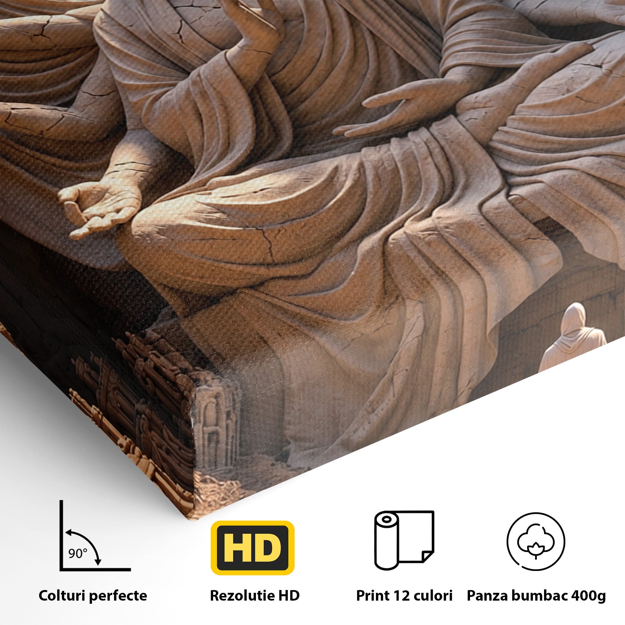 Tablou Canvas Premium LuxCanva® U1077, Sanctuarul Lunii, Zeita, Luna, Statuie, Mistic, Meditatie, Dormitor, Living, Culori Vibrante
