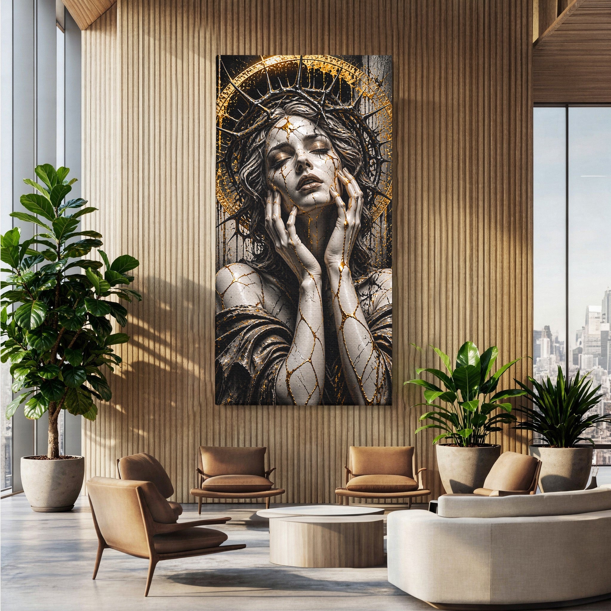 Tablou Canvas Premium LuxCanva® U1078, Zeita De Aur, Portret, Arta, Zeita, Living, Dormitor, Culori Vibrante