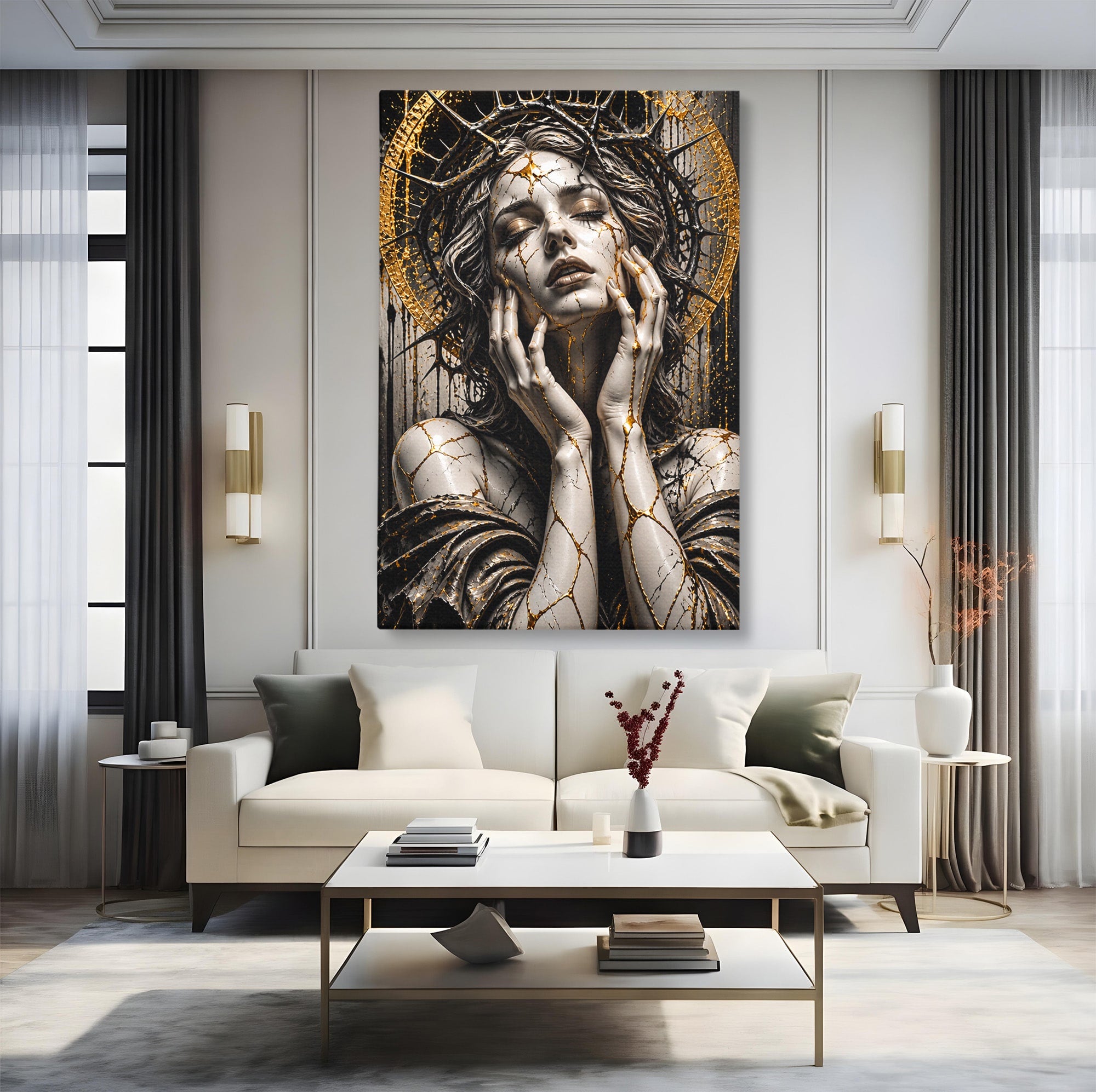 Tablou Canvas Premium LuxCanva® U1078, Zeita De Aur, Portret, Arta, Zeita, Living, Dormitor, Culori Vibrante