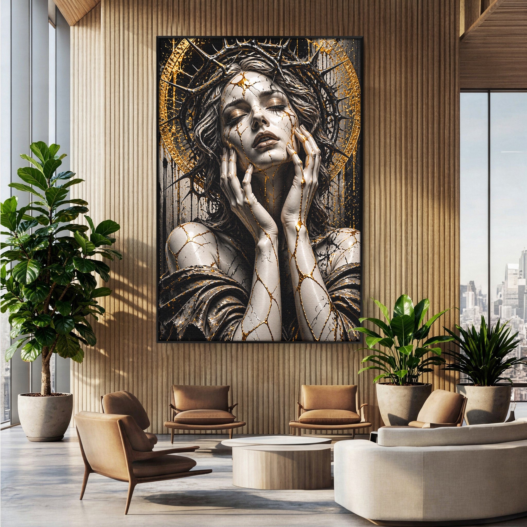 Tablou Canvas Premium LuxCanva® U1078, Zeita De Aur, Portret, Arta, Zeita, Living, Dormitor, Culori Vibrante