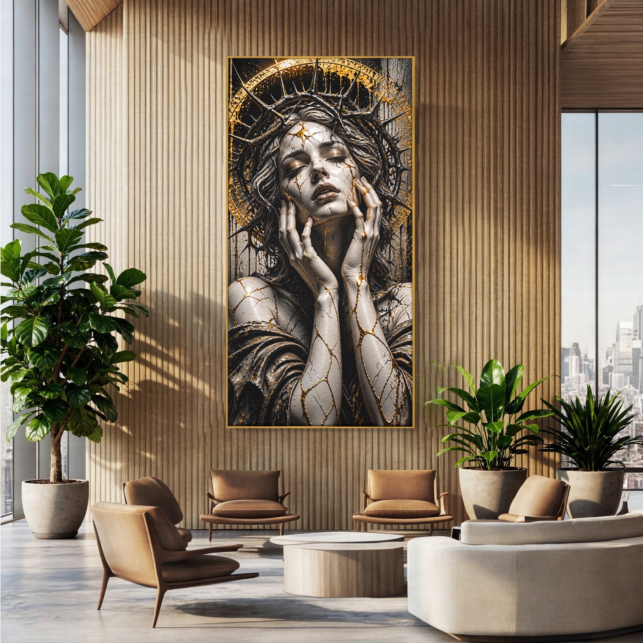 Tablou Canvas Premium LuxCanva® U1078, Zeita De Aur, Portret, Arta, Zeita, Living, Dormitor, Culori Vibrante