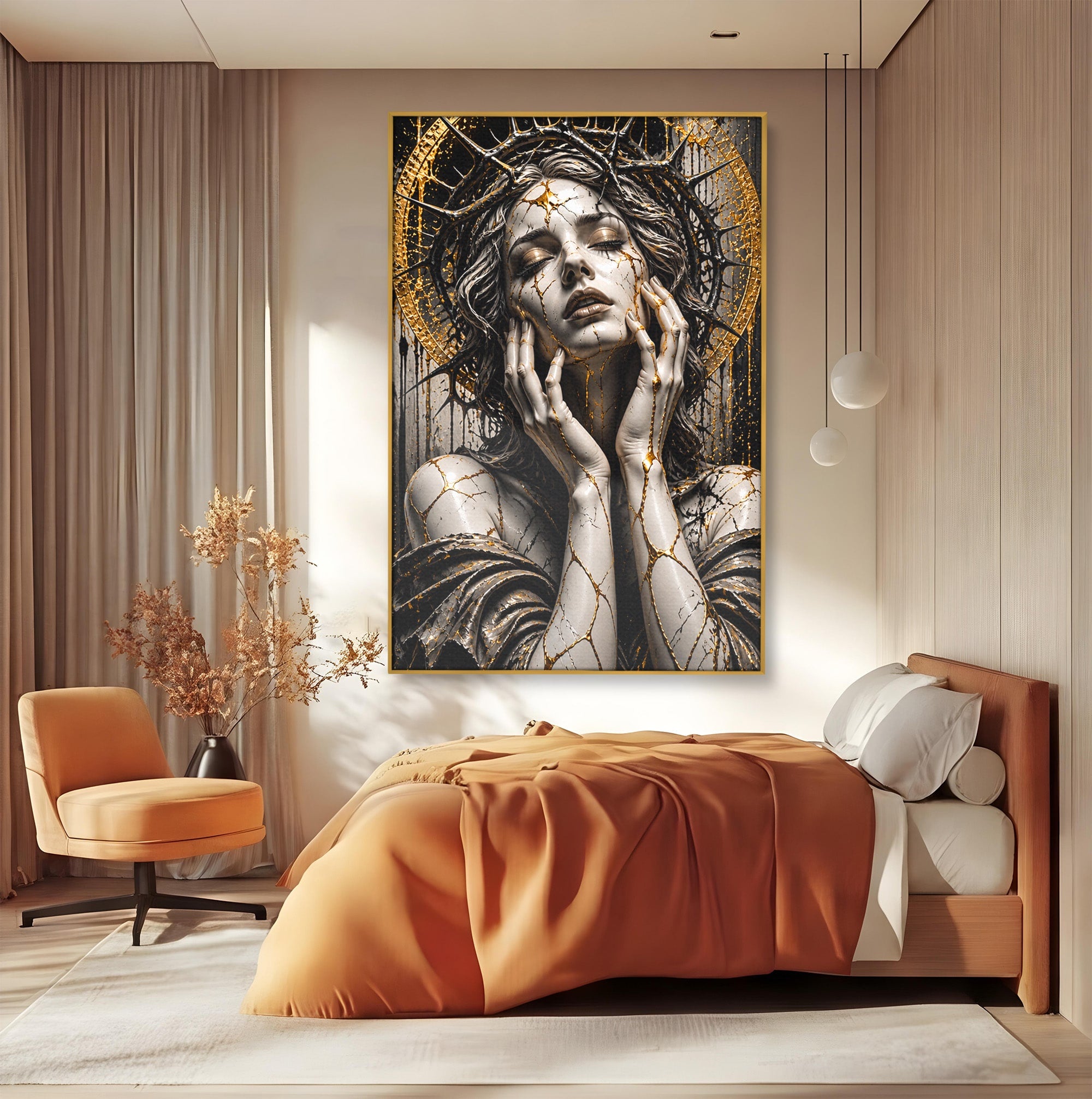 Tablou Canvas Premium LuxCanva® U1078, Zeita De Aur, Portret, Arta, Zeita, Living, Dormitor, Culori Vibrante