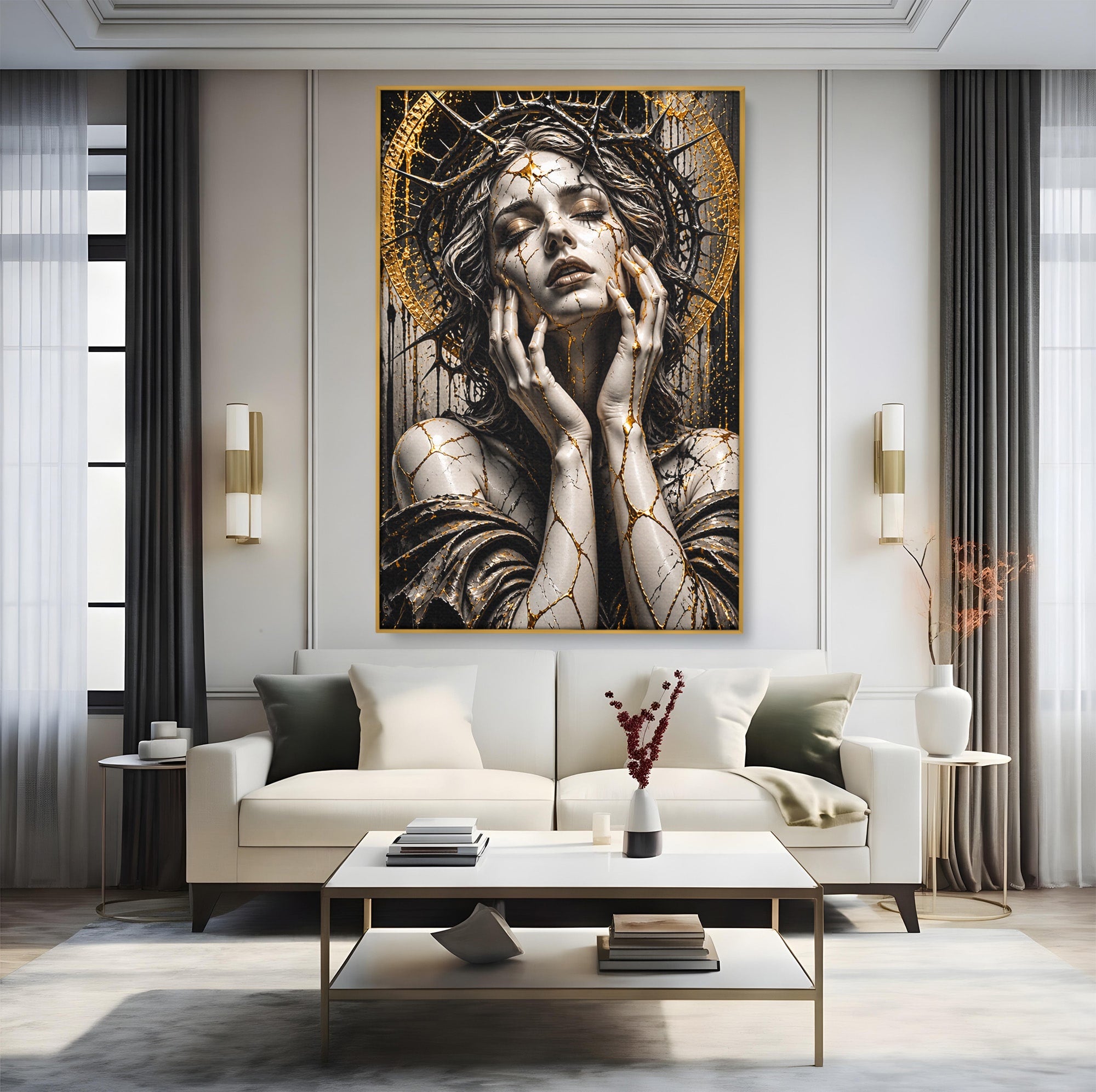 Tablou Canvas Premium LuxCanva® U1078, Zeita De Aur, Portret, Arta, Zeita, Living, Dormitor, Culori Vibrante