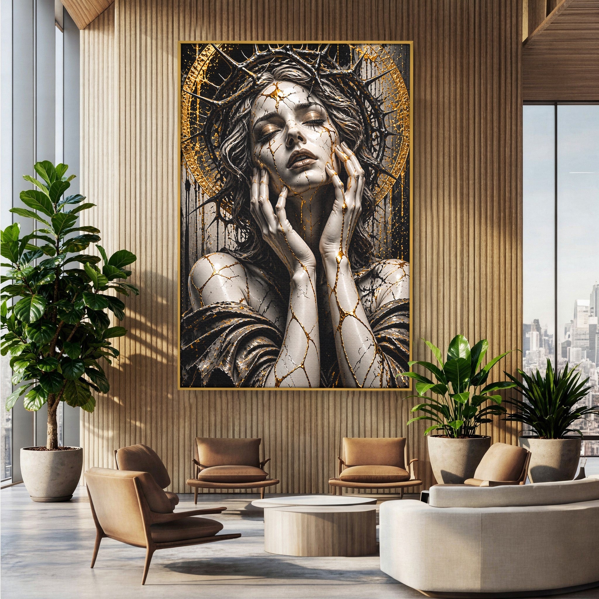 Tablou Canvas Premium LuxCanva® U1078, Zeita De Aur, Portret, Arta, Zeita, Living, Dormitor, Culori Vibrante