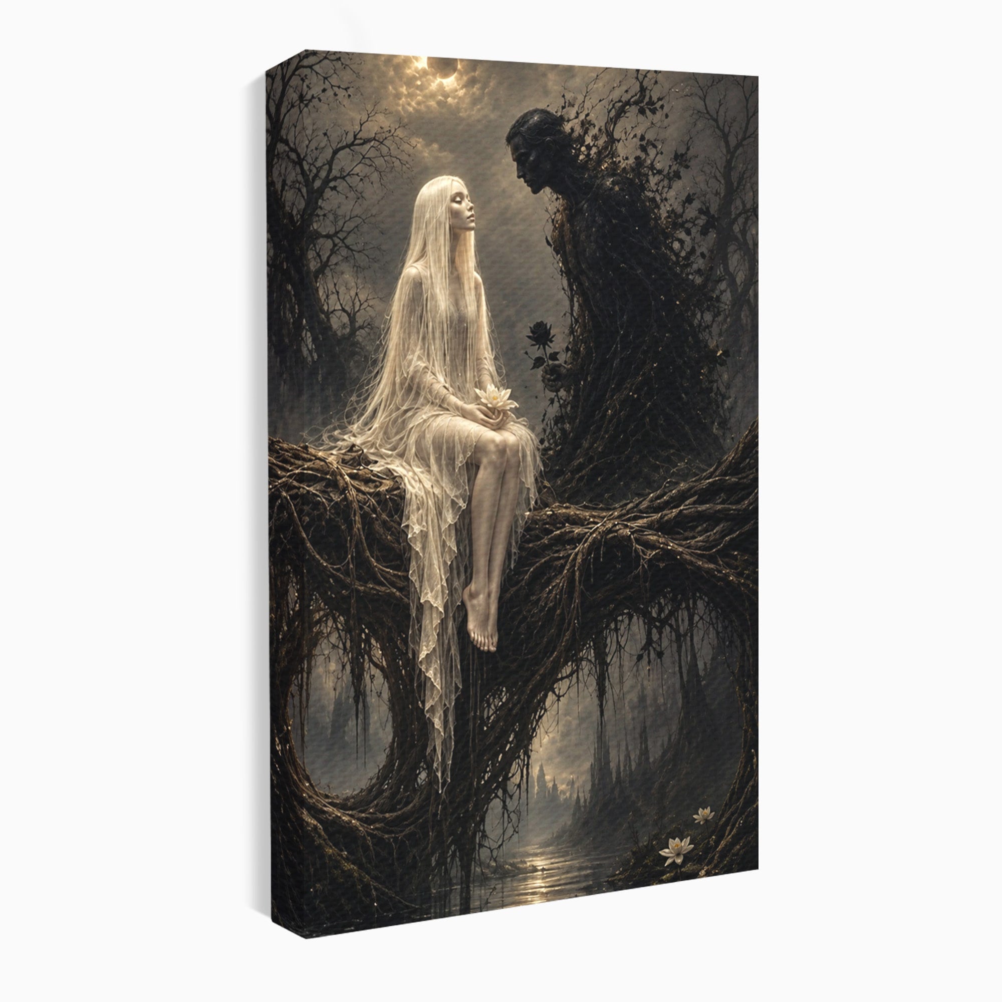 Tablou Canvas Premium LuxCanva® U1079, Intalnirea Mistica, Mister, Fantome, Padure, Noapte, Living, Dormitor, Culori Vibrante