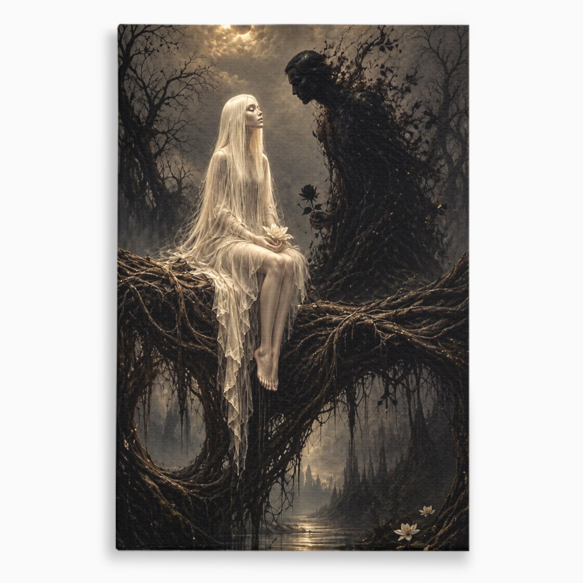 Tablou Canvas Premium LuxCanva® U1079, Intalnirea Mistica, Mister, Fantome, Padure, Noapte, Living, Dormitor, Culori Vibrante