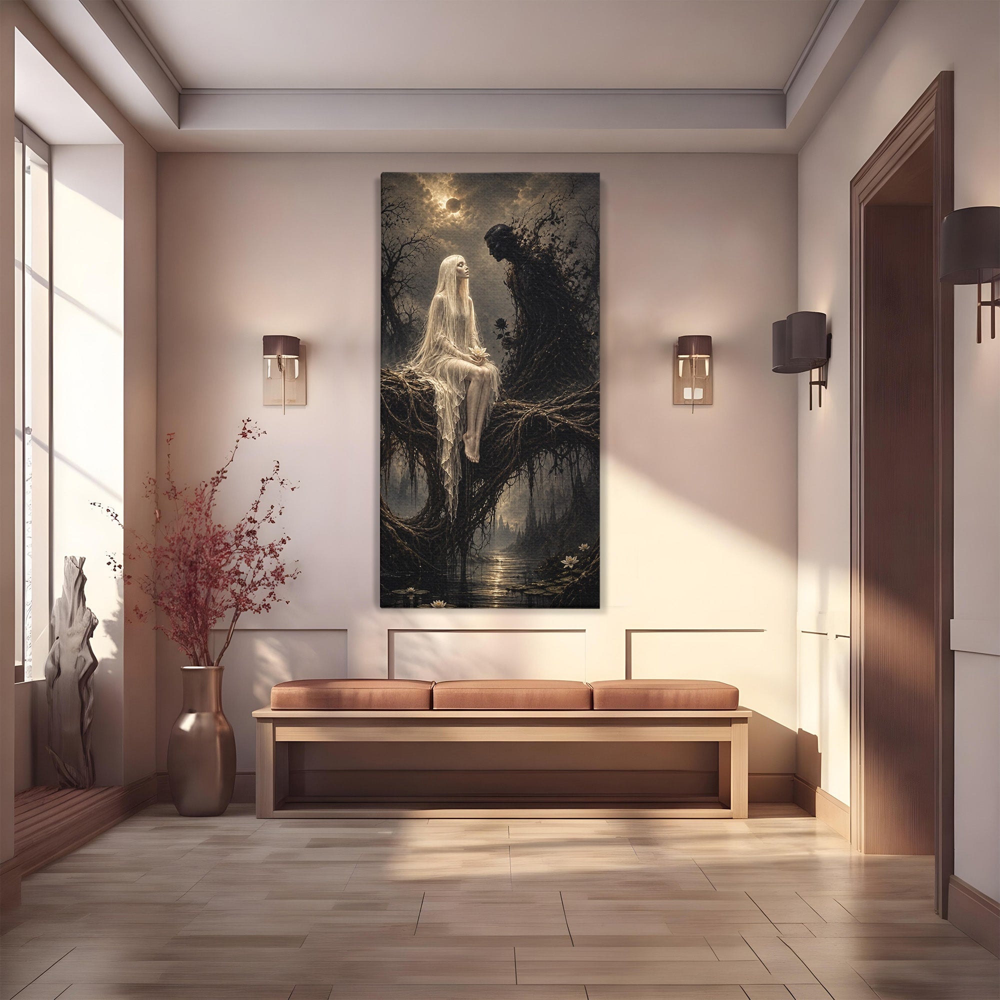 Tablou Canvas Premium LuxCanva® U1079, Intalnirea Mistica, Mister, Fantome, Padure, Noapte, Living, Dormitor, Culori Vibrante