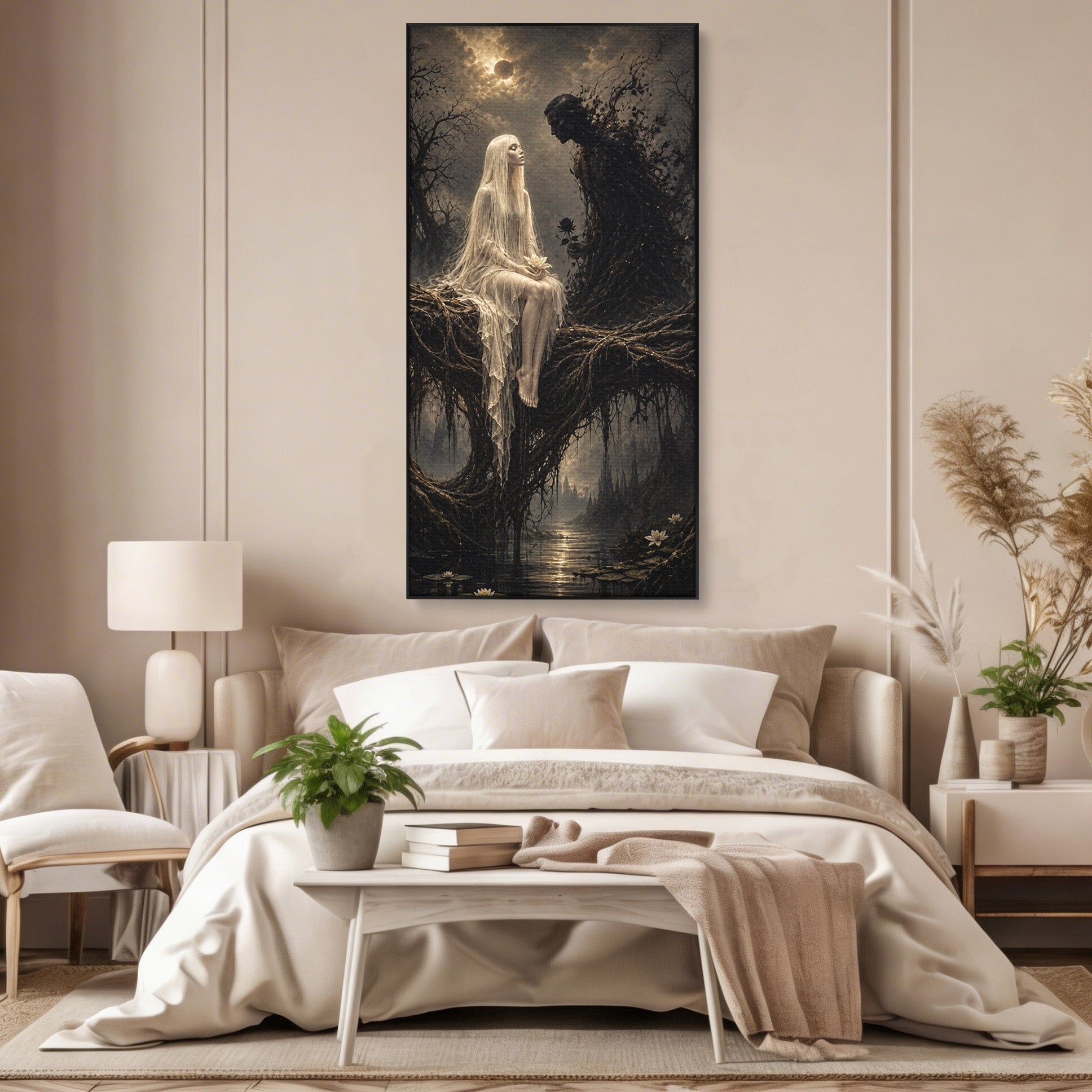 Tablou Canvas Premium LuxCanva® U1079, Intalnirea Mistica, Mister, Fantome, Padure, Noapte, Living, Dormitor, Culori Vibrante