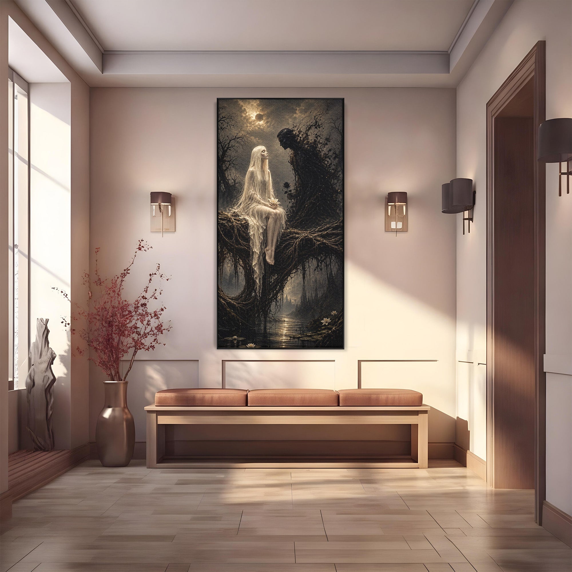 Tablou Canvas Premium LuxCanva® U1079, Intalnirea Mistica, Mister, Fantome, Padure, Noapte, Living, Dormitor, Culori Vibrante