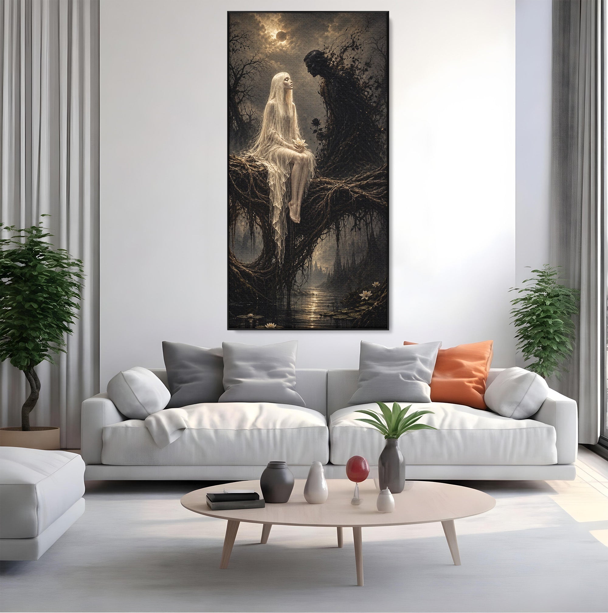 Tablou Canvas Premium LuxCanva® U1079, Intalnirea Mistica, Mister, Fantome, Padure, Noapte, Living, Dormitor, Culori Vibrante