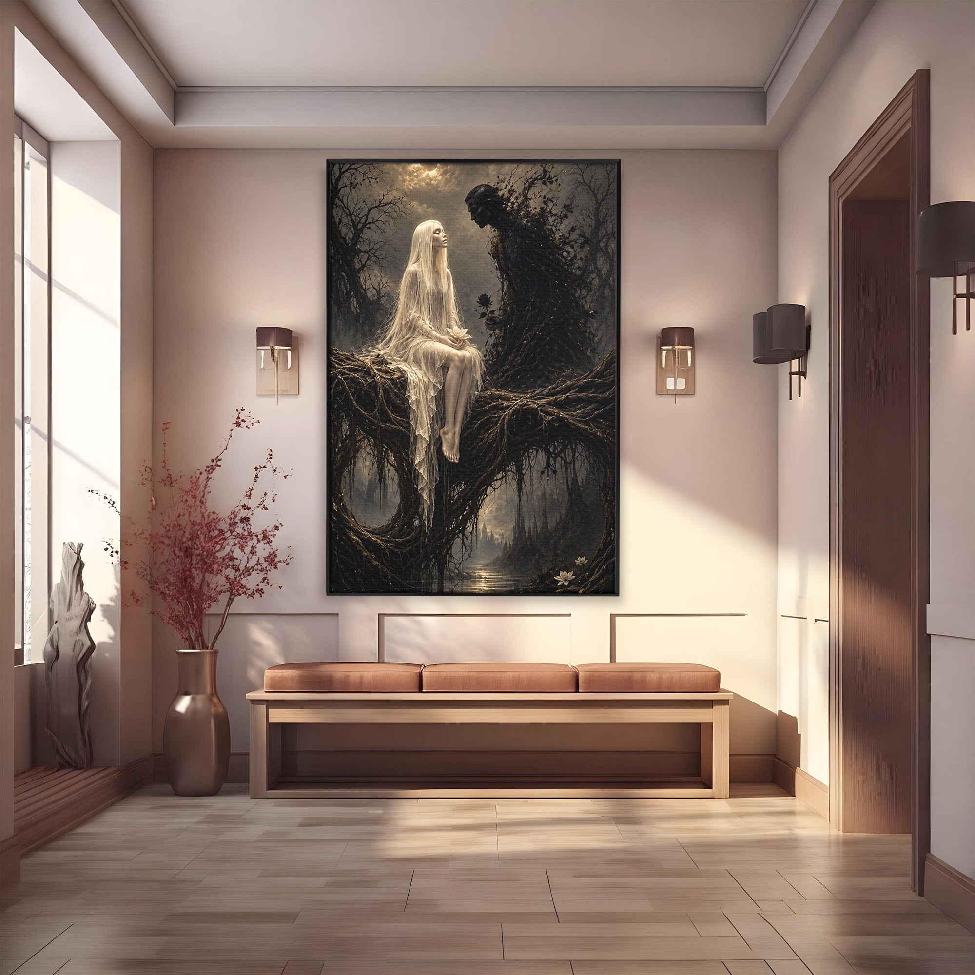 Tablou Canvas Premium LuxCanva® U1079, Intalnirea Mistica, Mister, Fantome, Padure, Noapte, Living, Dormitor, Culori Vibrante