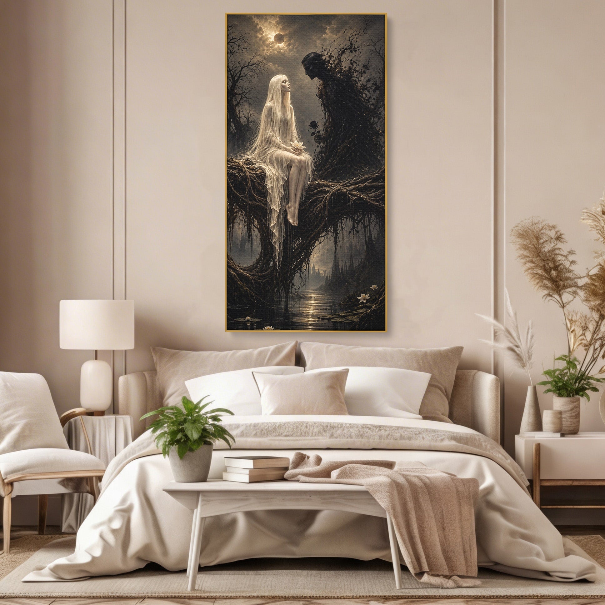 Tablou Canvas Premium LuxCanva® U1079, Intalnirea Mistica, Mister, Fantome, Padure, Noapte, Living, Dormitor, Culori Vibrante