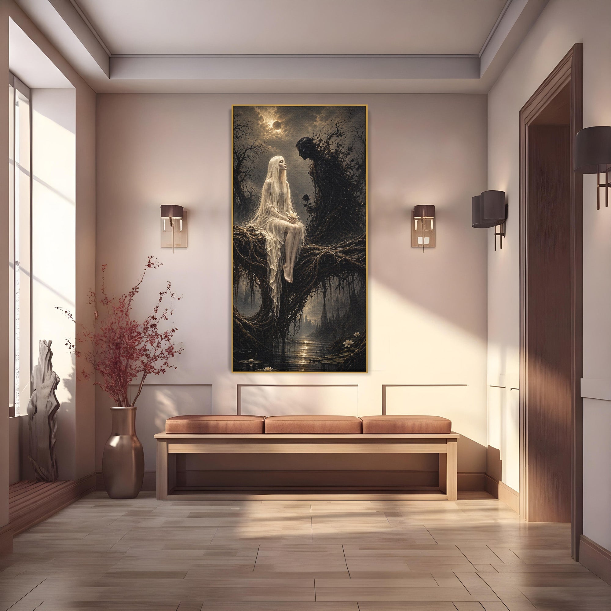 Tablou Canvas Premium LuxCanva® U1079, Intalnirea Mistica, Mister, Fantome, Padure, Noapte, Living, Dormitor, Culori Vibrante
