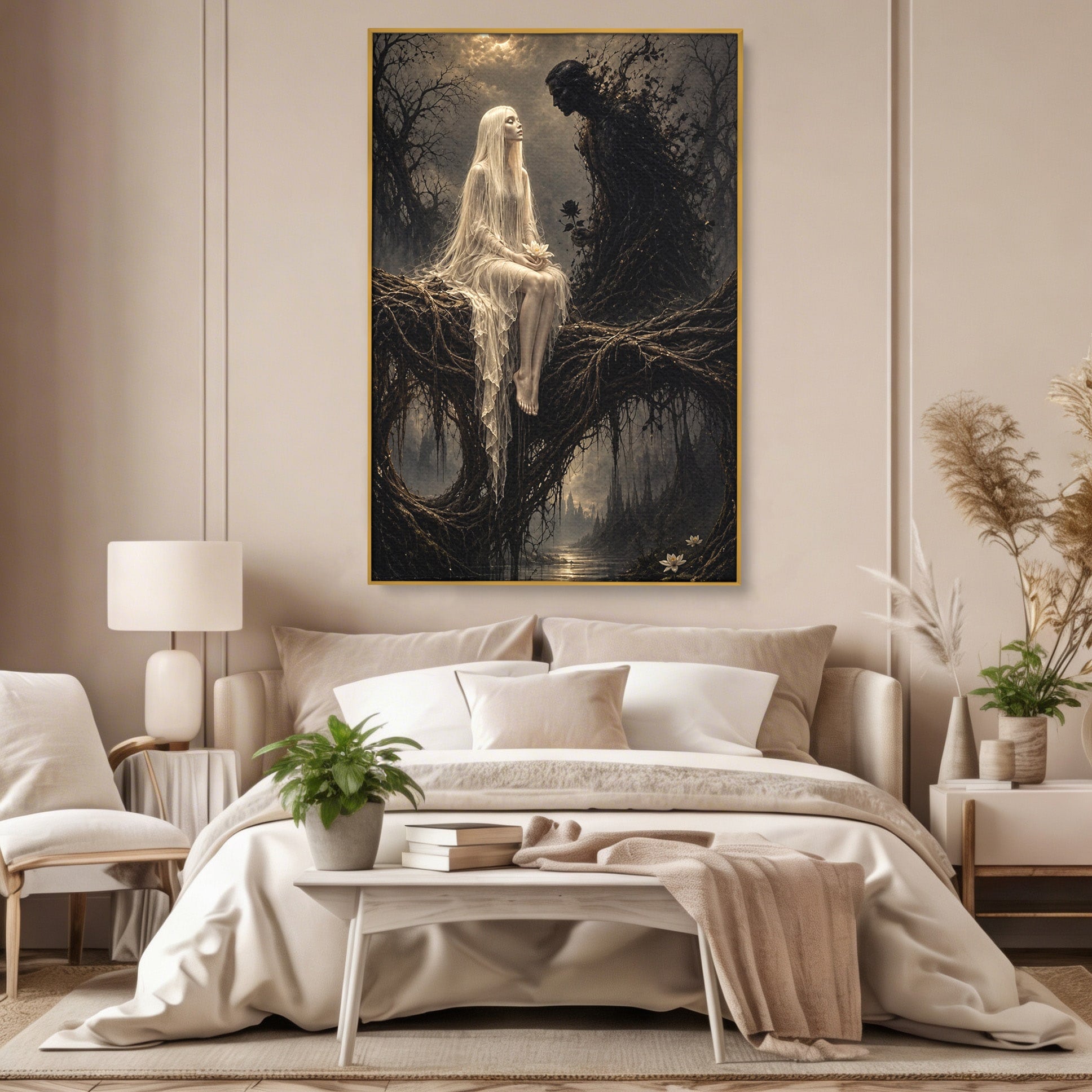 Tablou Canvas Premium LuxCanva® U1079, Intalnirea Mistica, Mister, Fantome, Padure, Noapte, Living, Dormitor, Culori Vibrante
