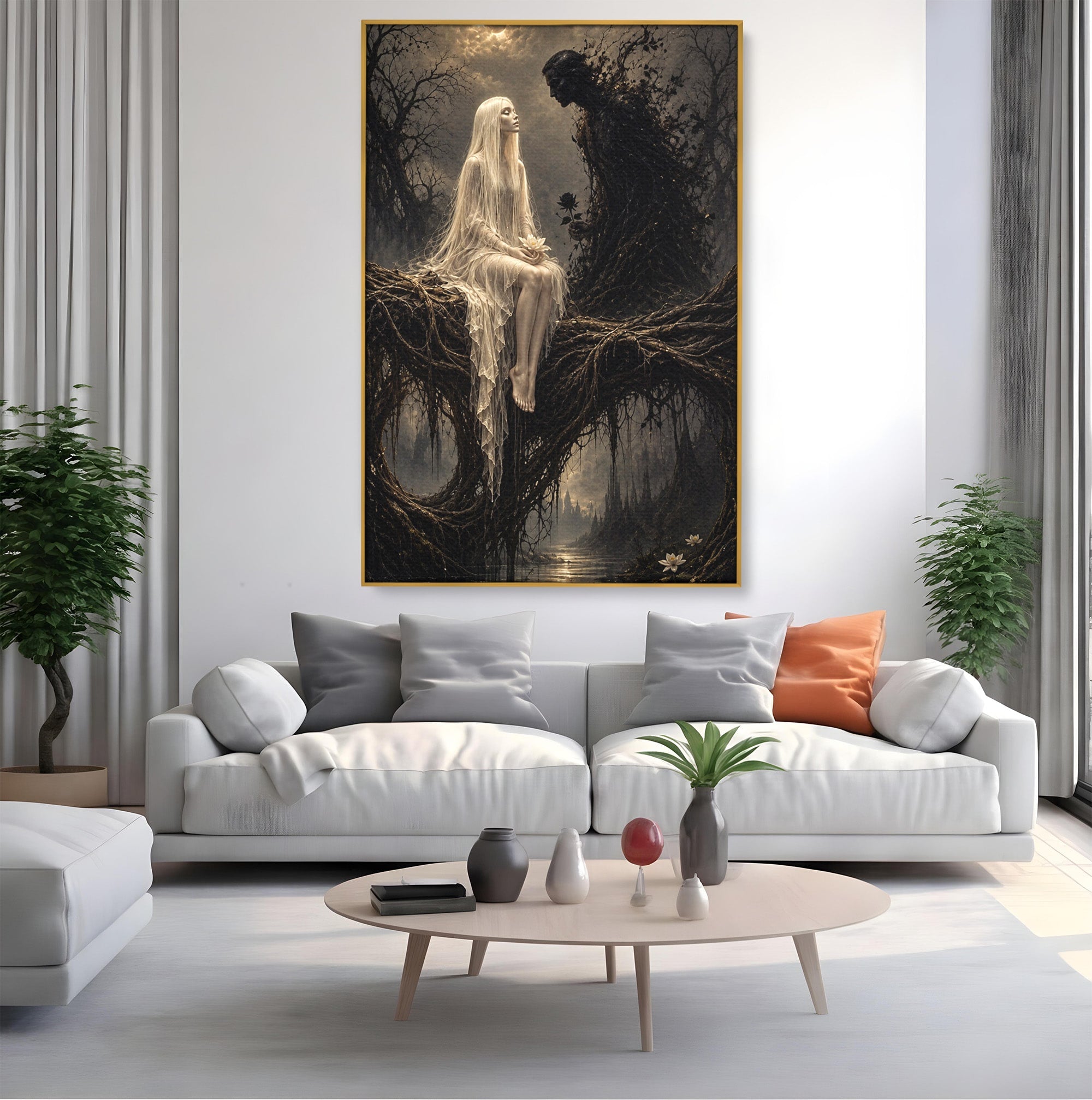 Tablou Canvas Premium LuxCanva® U1079, Intalnirea Mistica, Mister, Fantome, Padure, Noapte, Living, Dormitor, Culori Vibrante