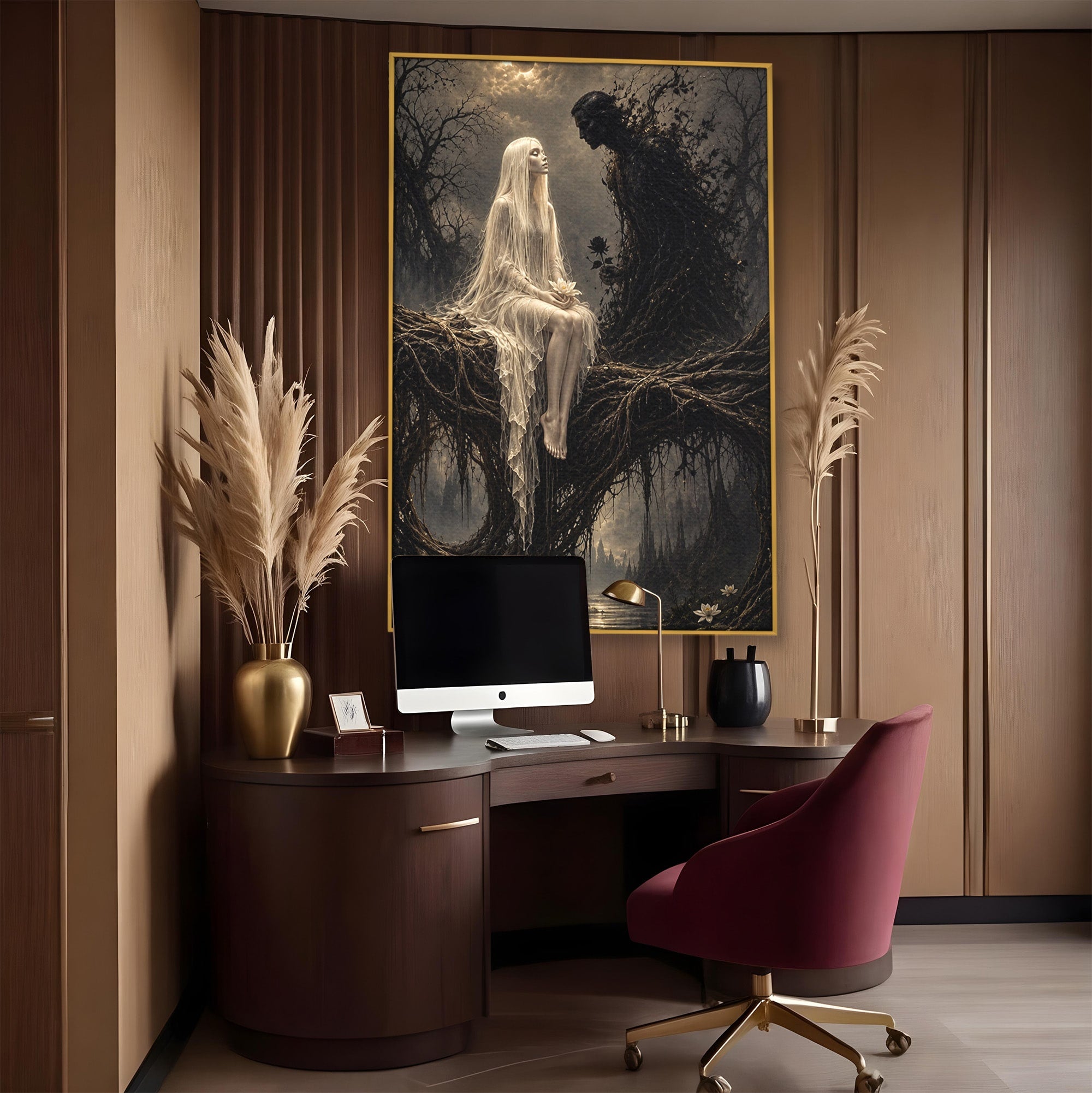 Tablou Canvas Premium LuxCanva® U1079, Intalnirea Mistica, Mister, Fantome, Padure, Noapte, Living, Dormitor, Culori Vibrante
