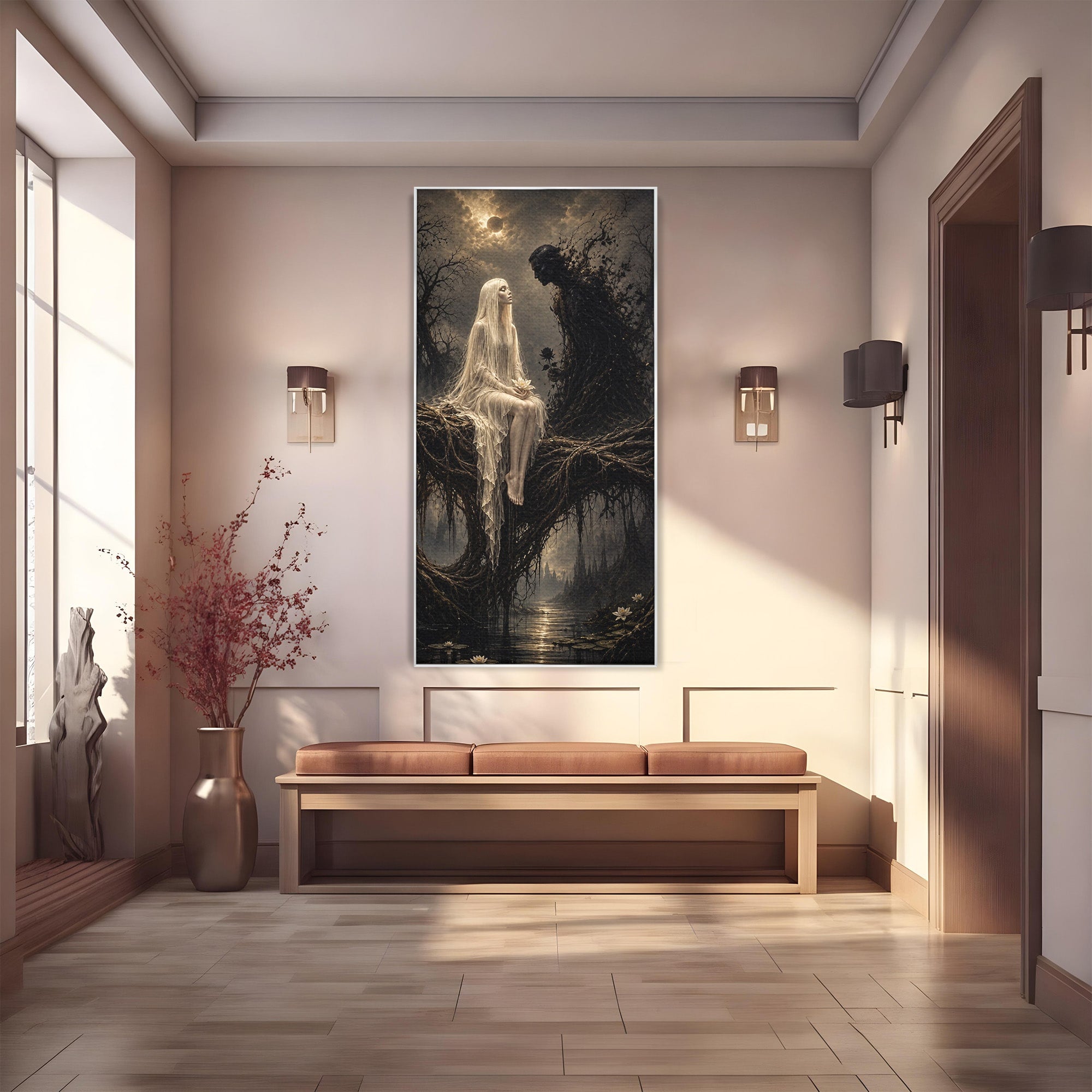 Tablou Canvas Premium LuxCanva® U1079, Intalnirea Mistica, Mister, Fantome, Padure, Noapte, Living, Dormitor, Culori Vibrante