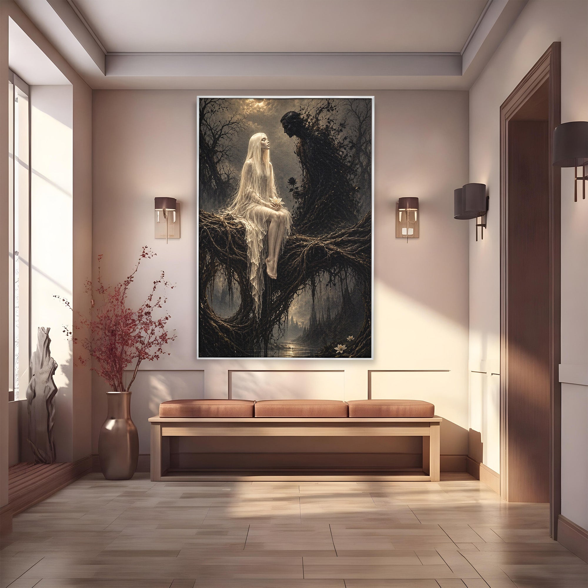 Tablou Canvas Premium LuxCanva® U1079, Intalnirea Mistica, Mister, Fantome, Padure, Noapte, Living, Dormitor, Culori Vibrante