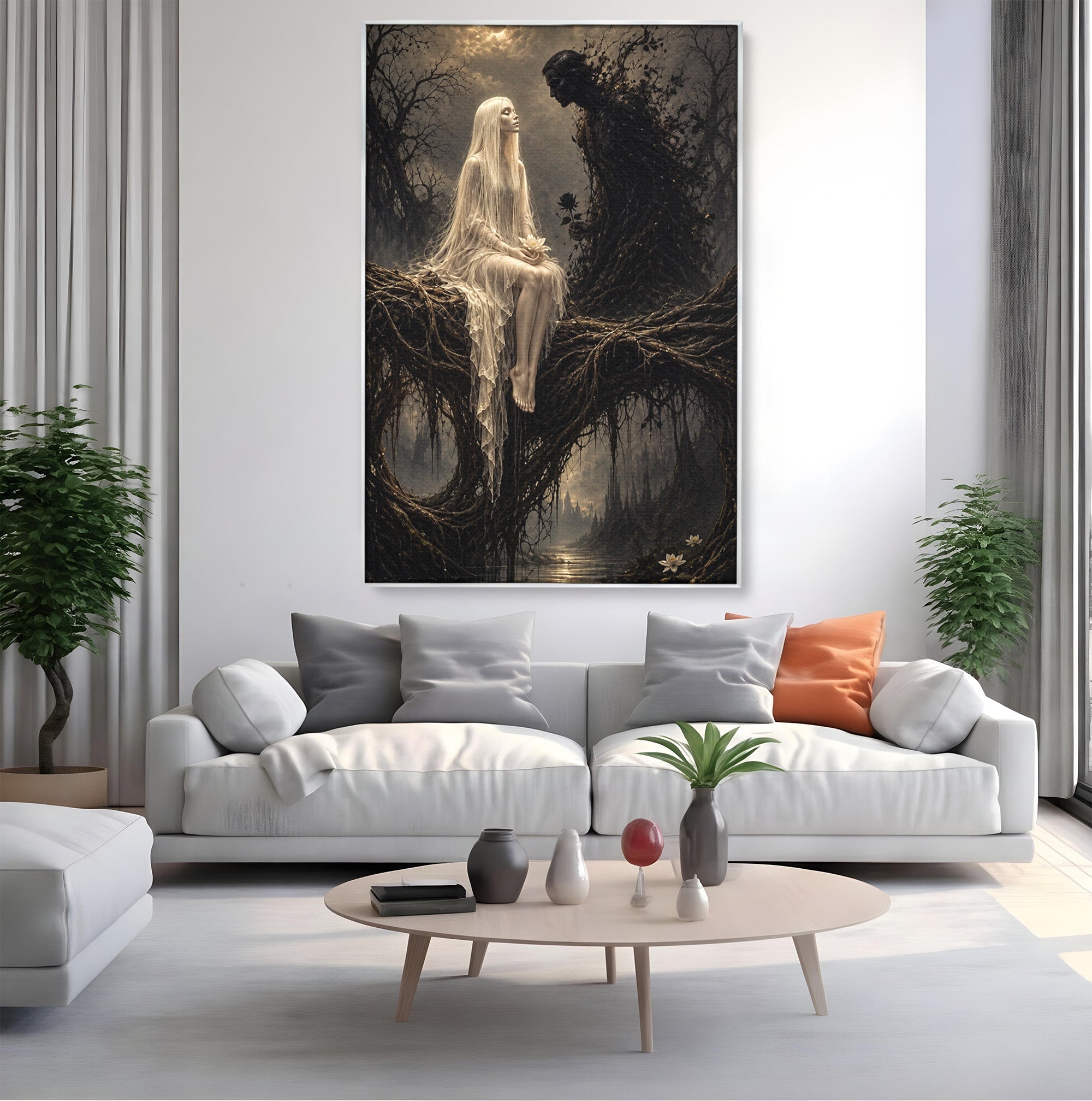 Tablou Canvas Premium LuxCanva® U1079, Intalnirea Mistica, Mister, Fantome, Padure, Noapte, Living, Dormitor, Culori Vibrante