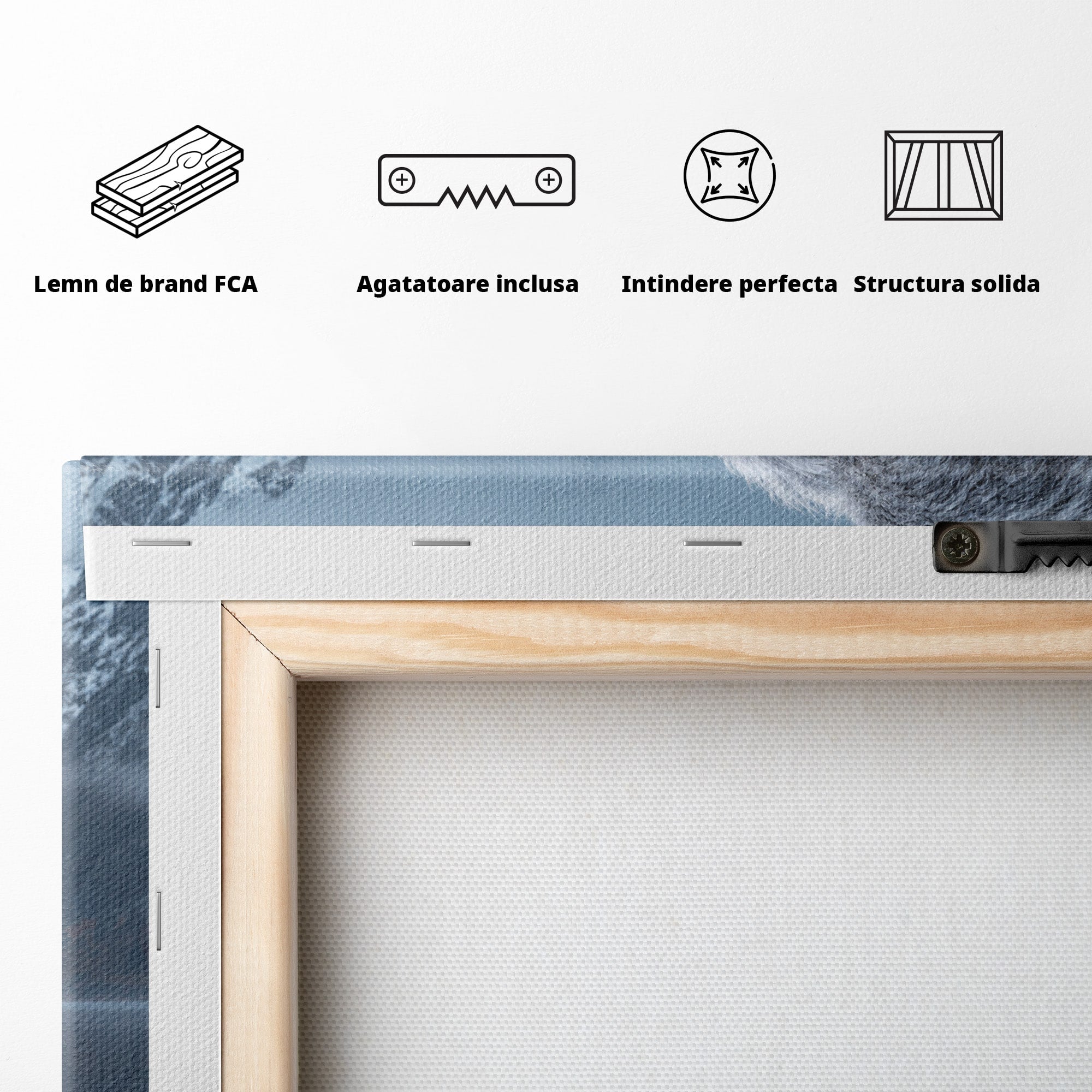 Tablou Canvas Premium LuxCanva® U1080, Intalnirea Cu Lupul Gigant, Lup, Munte, Fantezie, Peisaj, Gigant, Living, Culori Vibrante