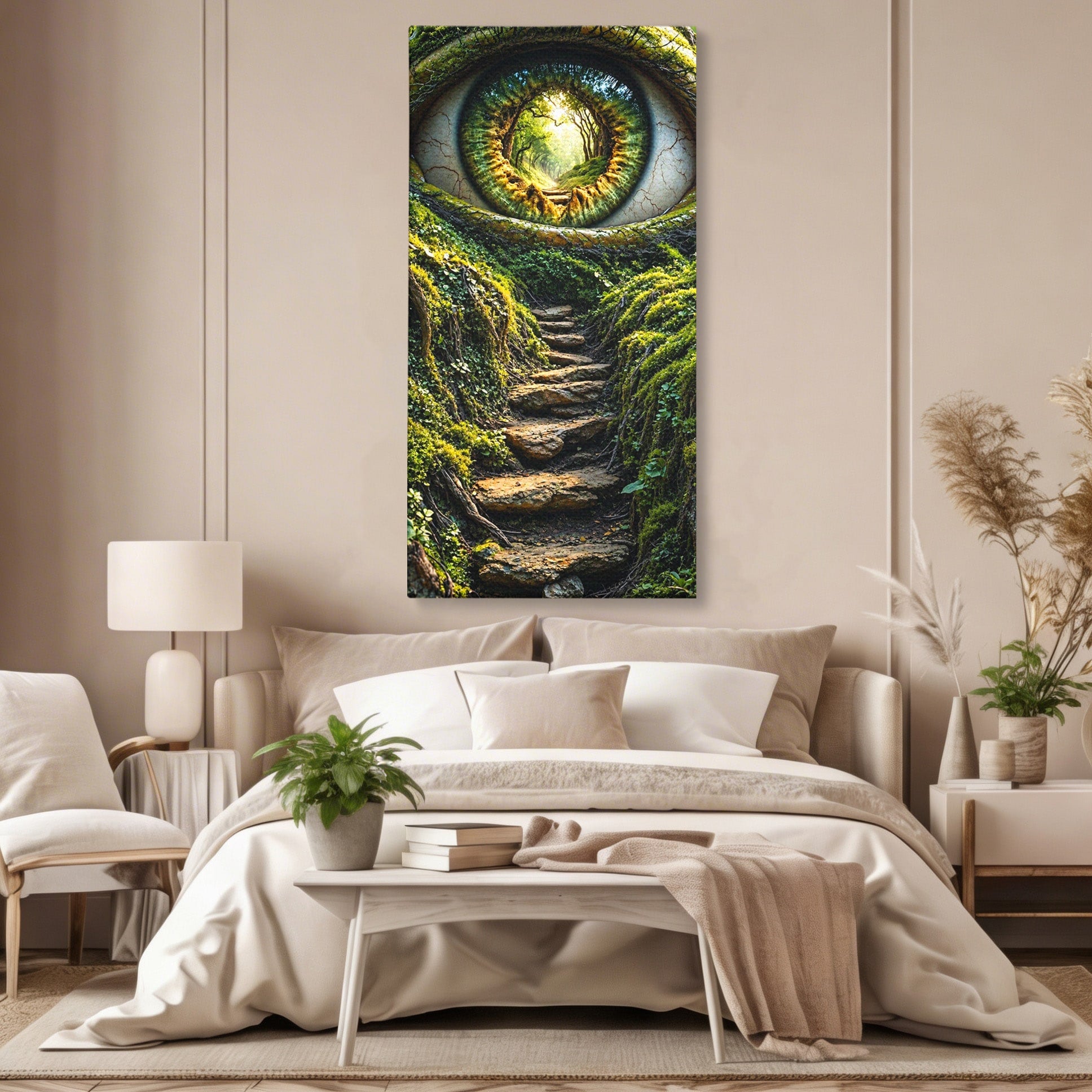Tablou Canvas Premium LuxCanva® U1081, Privire Prin Padure, Ochi, Natura, Mister, Padure, Living, Culori Vibrante
