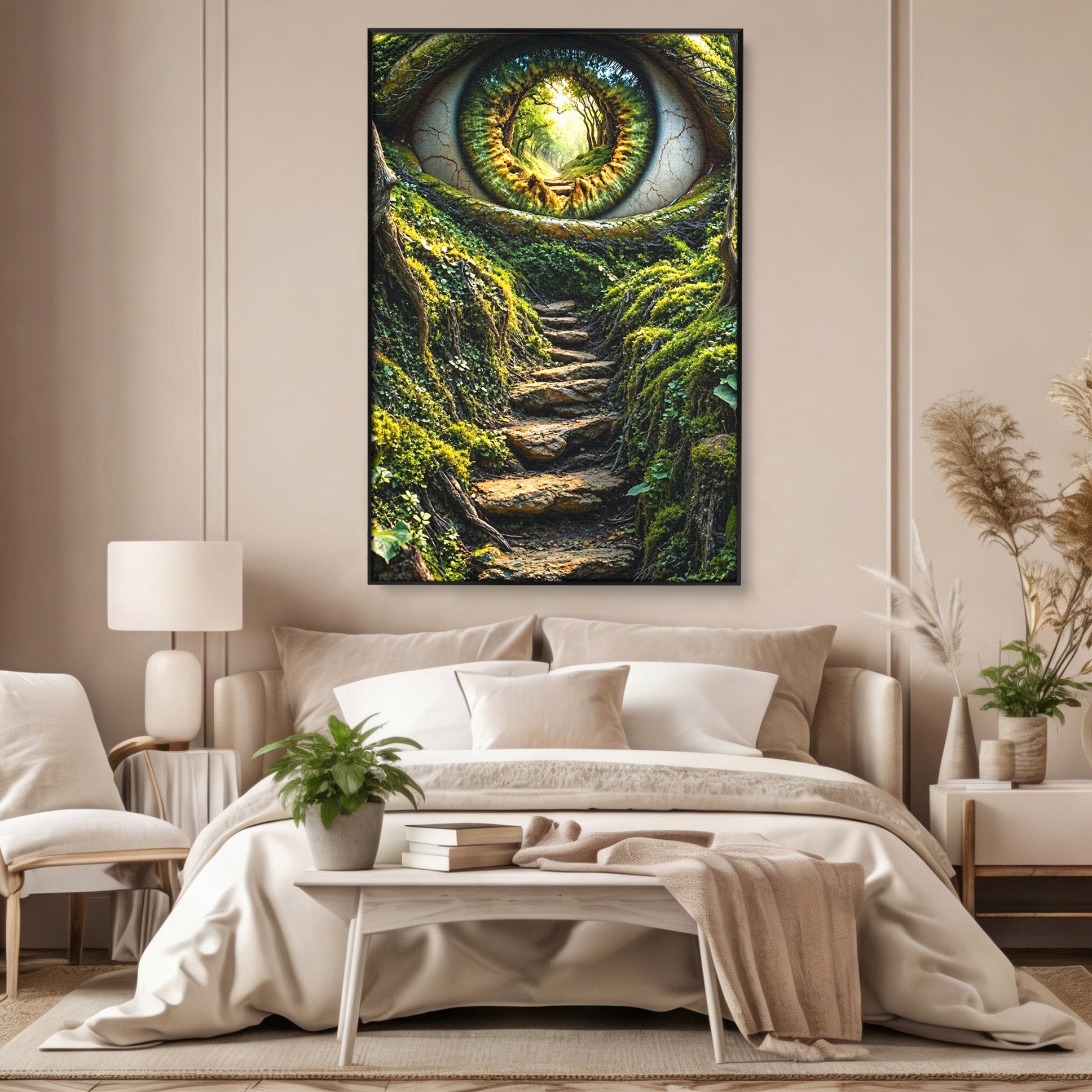 Tablou Canvas Premium LuxCanva® U1081, Privire Prin Padure, Ochi, Natura, Mister, Padure, Living, Culori Vibrante