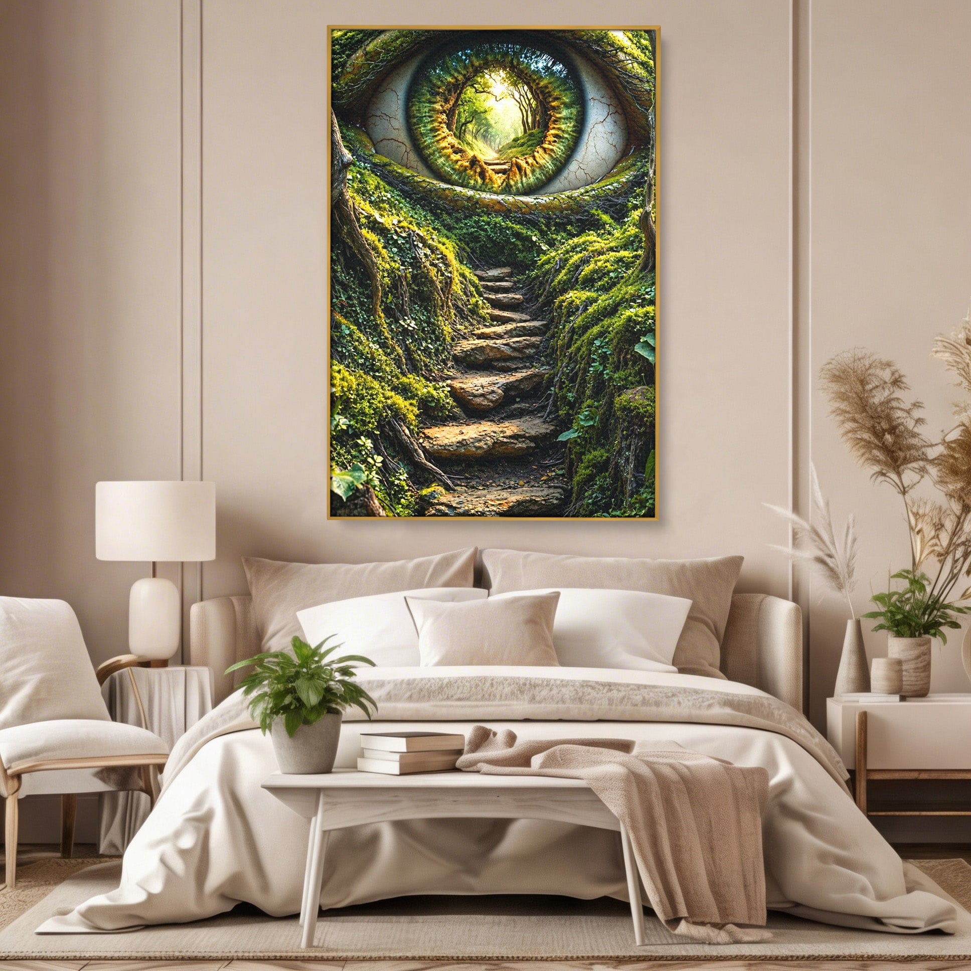 Tablou Canvas Premium LuxCanva® U1081, Privire Prin Padure, Ochi, Natura, Mister, Padure, Living, Culori Vibrante