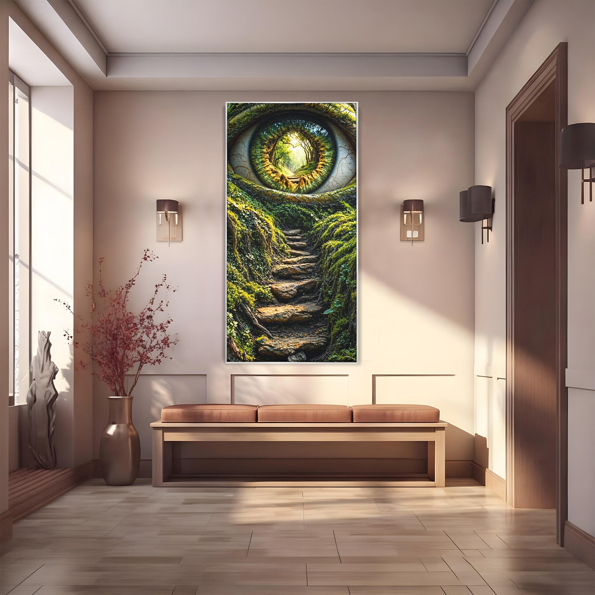 Tablou Canvas Premium LuxCanva® U1081, Privire Prin Padure, Ochi, Natura, Mister, Padure, Living, Culori Vibrante
