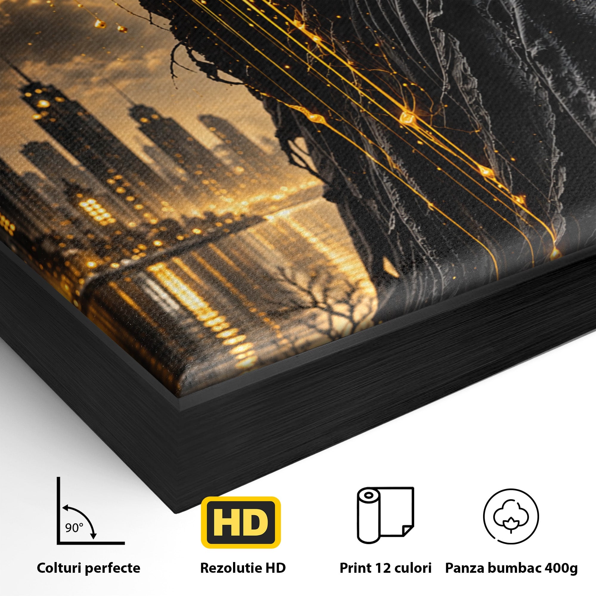 Tablou Canvas Premium LuxCanva® U1082, Silueta Lunara, Luna,  Mister, Noapte, Silueta, Living, Culori Vibrante