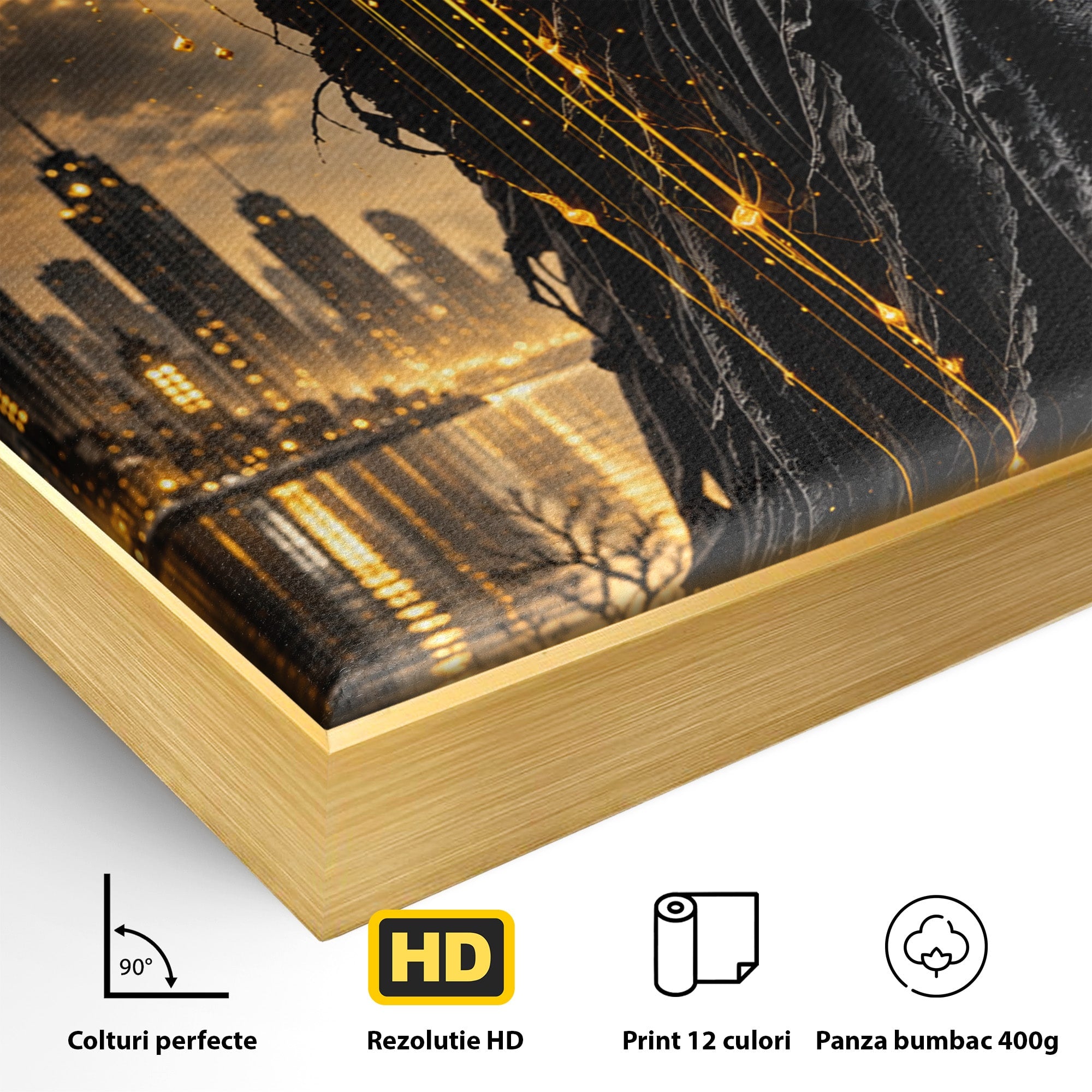 Tablou Canvas Premium LuxCanva® U1082, Silueta Lunara, Luna,  Mister, Noapte, Silueta, Living, Culori Vibrante