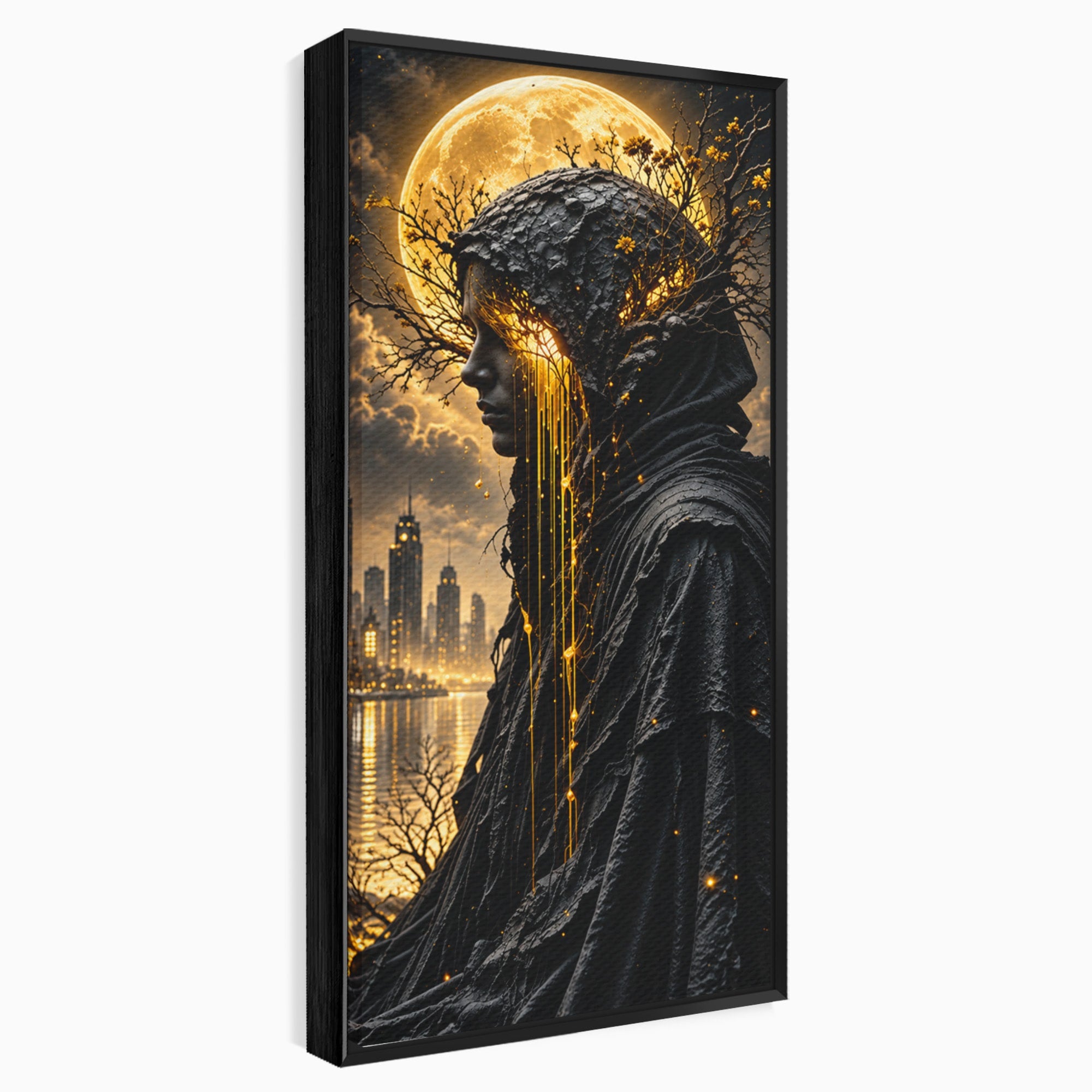 Tablou Canvas Premium LuxCanva® U1082, Silueta Lunara, Luna,  Mister, Noapte, Silueta, Living, Culori Vibrante