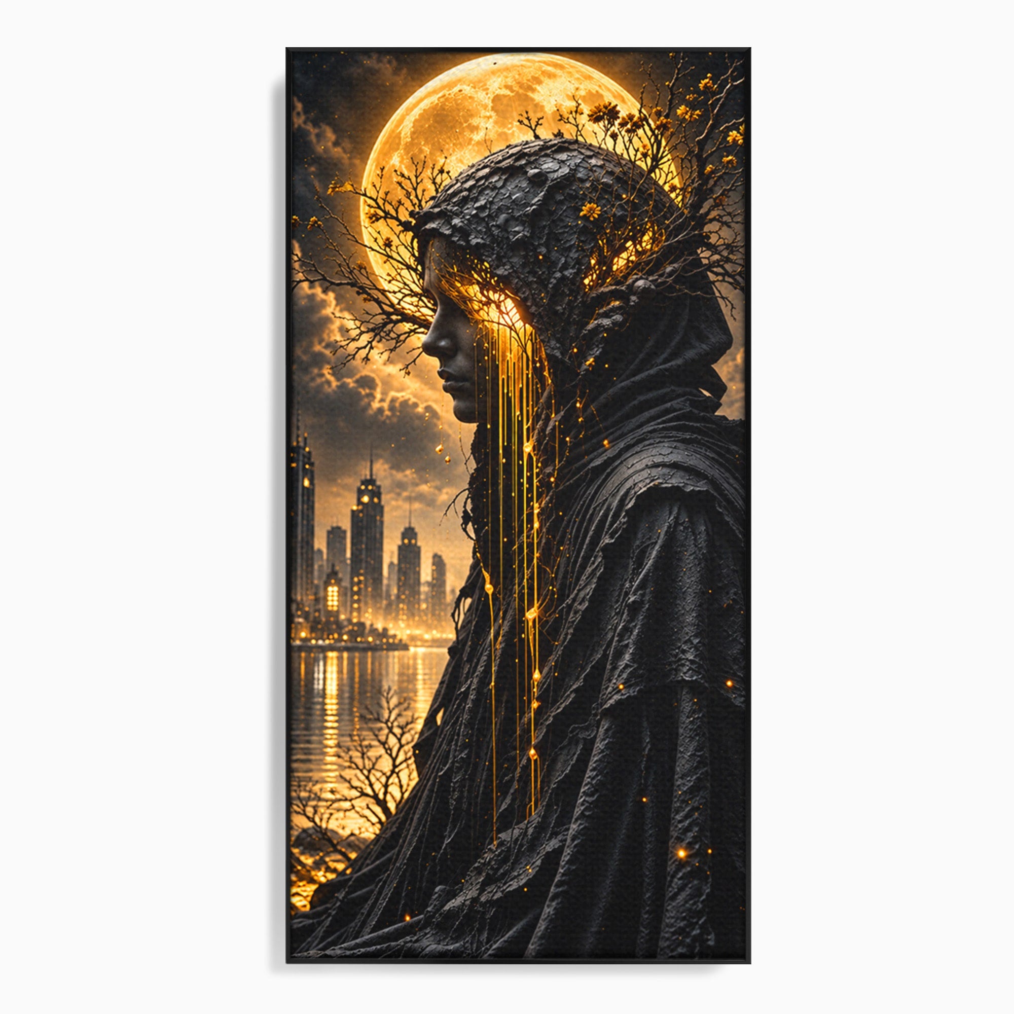 Tablou Canvas Premium LuxCanva® U1082, Silueta Lunara, Luna,  Mister, Noapte, Silueta, Living, Culori Vibrante